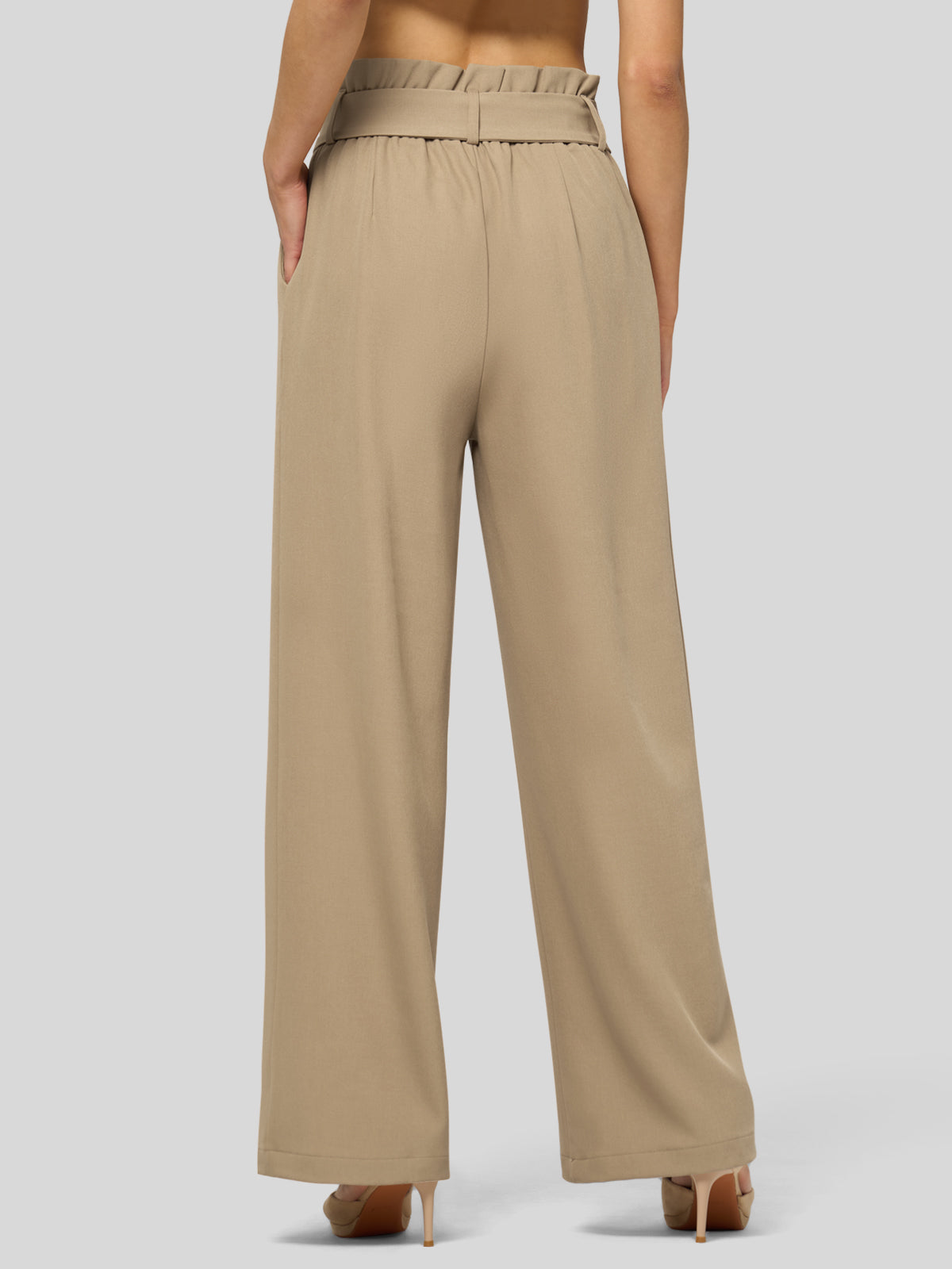 Willit Women's Wide-Leg Tie Knot Pants 32 Inch_tan