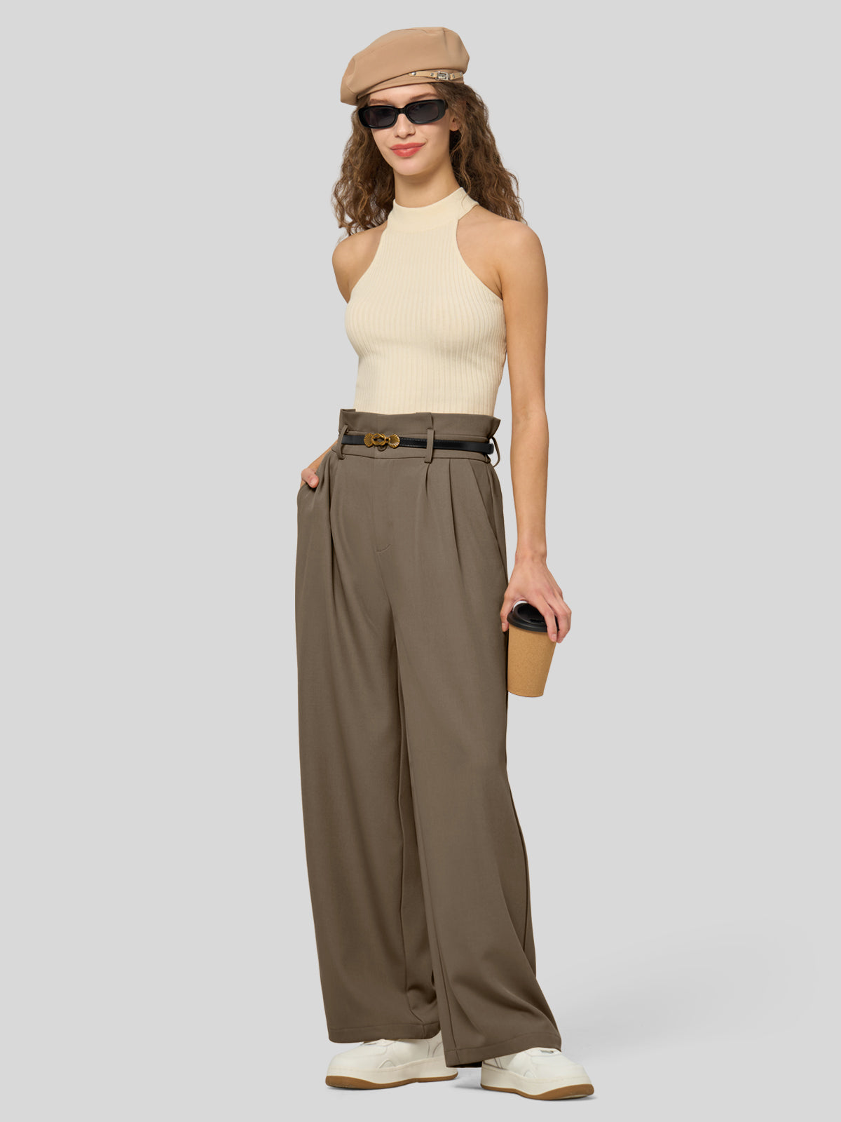 Willit Women's Wide-Leg Tie Knot Pants 32 Inch_tawny