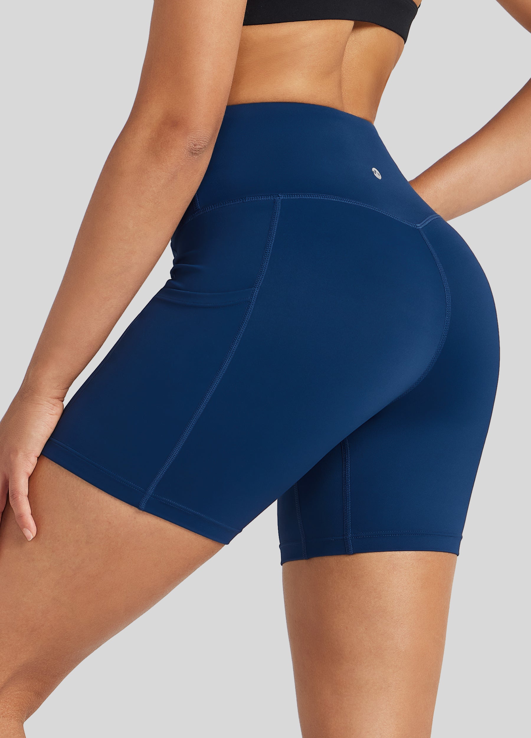Womens Yoga Shorts with Pockets 5 Inch deep blue