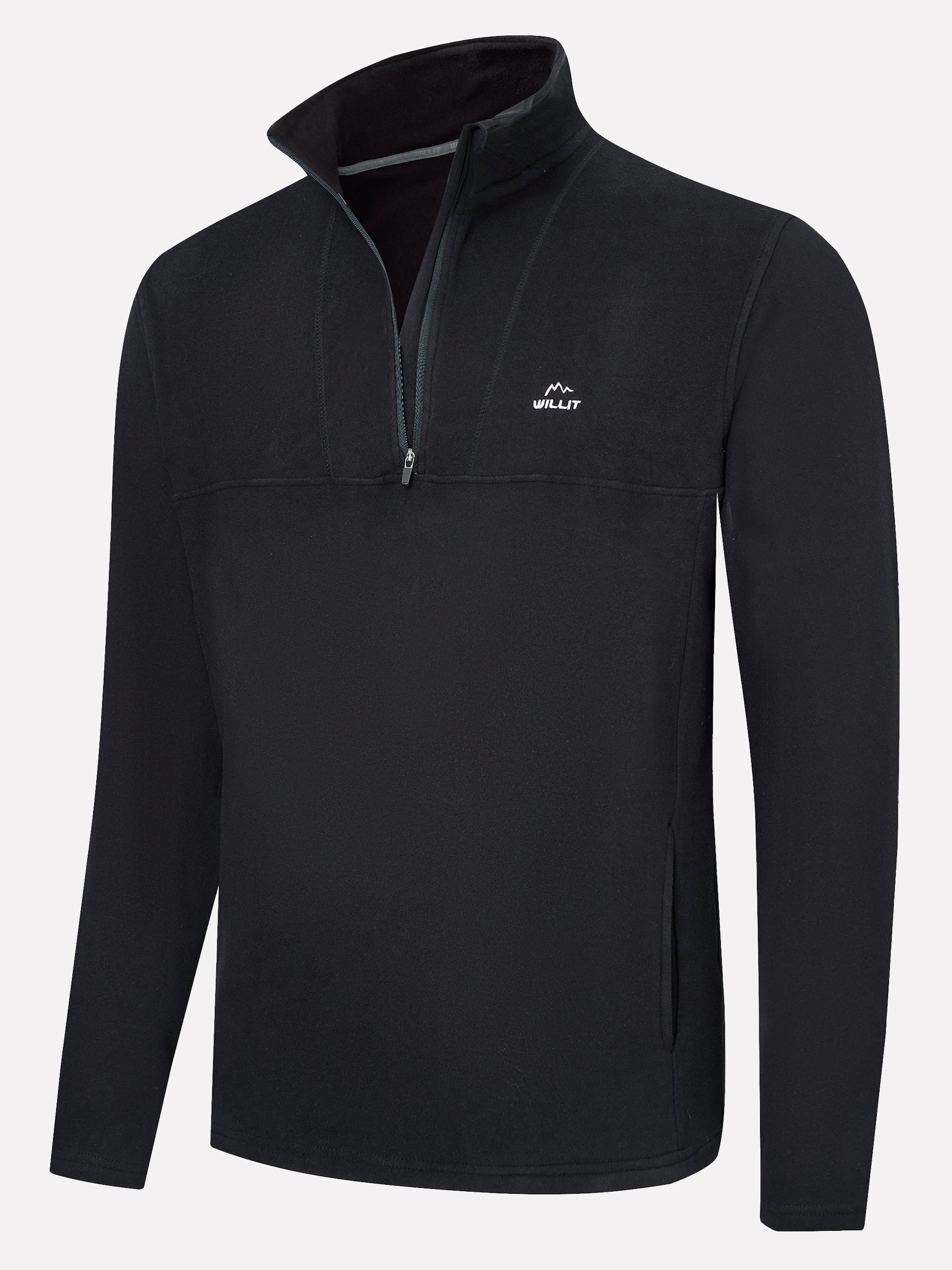 Men's Fleece Quarter Zip Pullover_Black_laydown