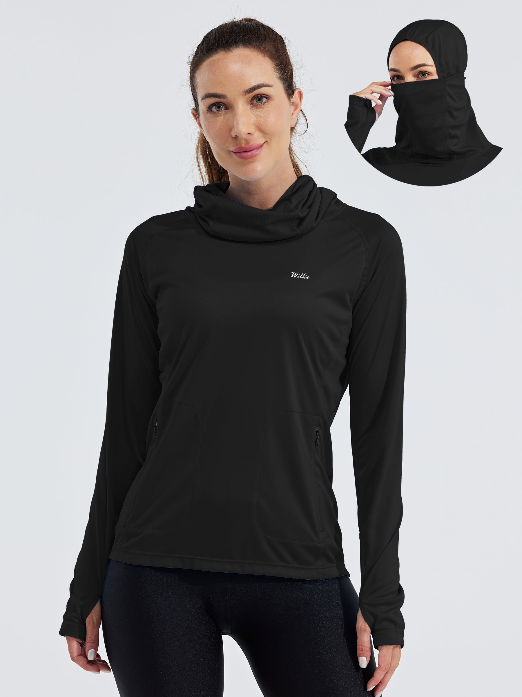 Women's Sun Protection Hoodie Long Sleeve with Face Mask Lightweight