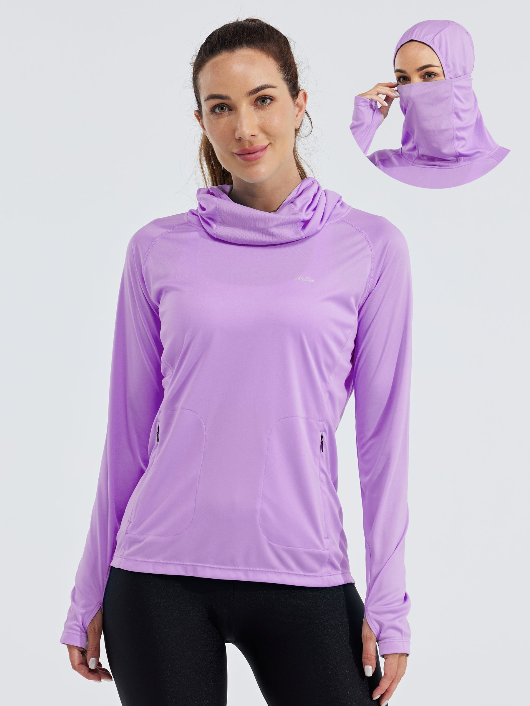 Women's Sun Protection Hoodie Long Sleeve with Face Mask Lightweight