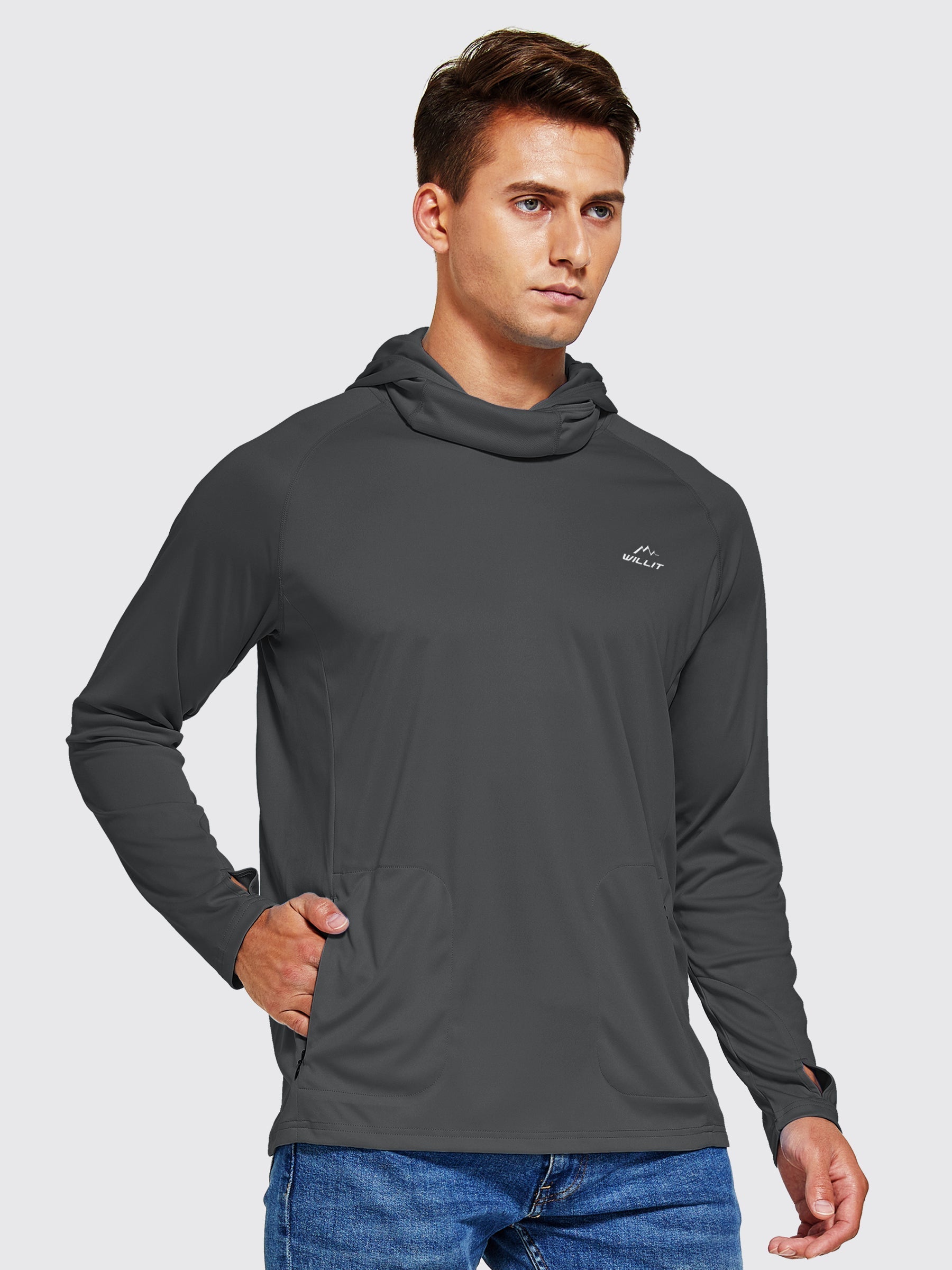 Willit Men's Sun Protection Hoodie UPF 50+_DeepGray2