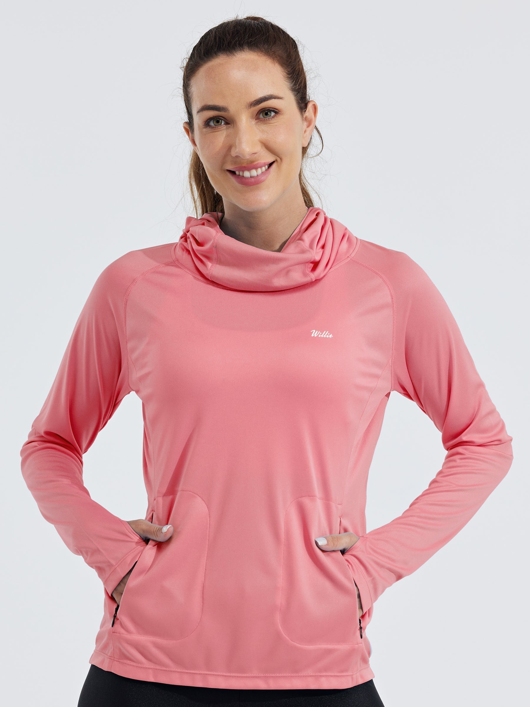 Women's Sun Protection Hoodie Long Sleeve with Face Mask Lightweight