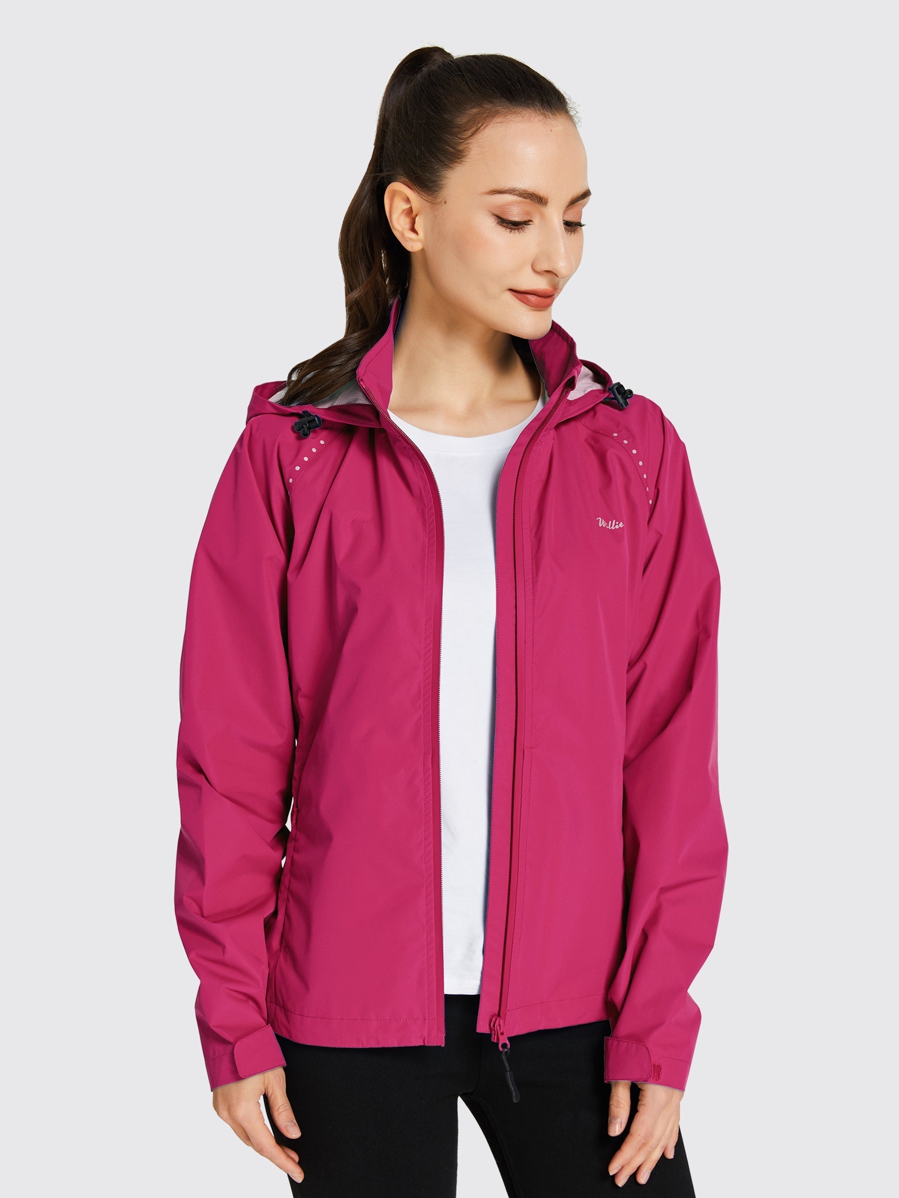 Willit Women's Waterproof Cycling Jackets_RoseRed_model3
