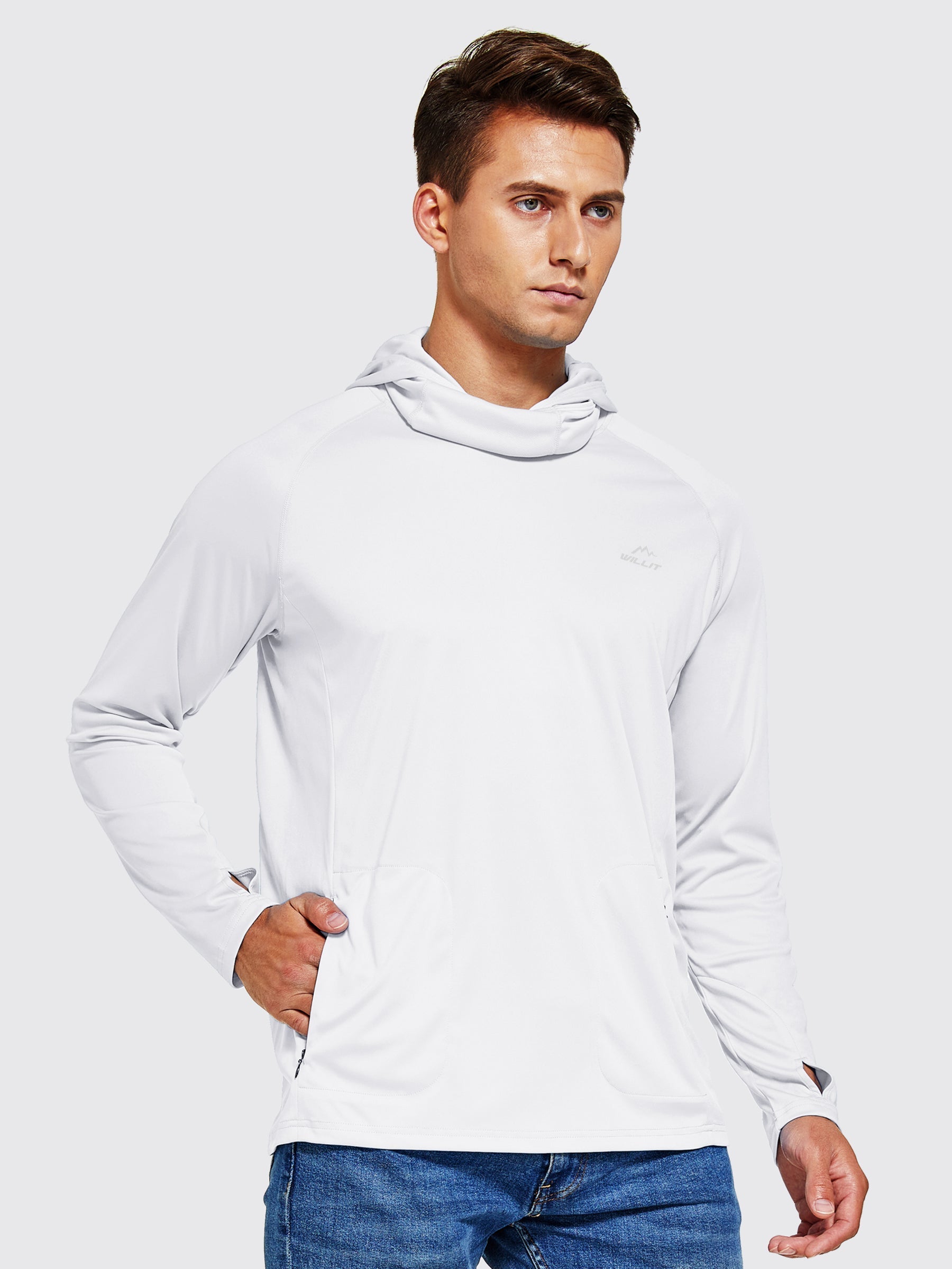 Willit Men's Sun Protection Hoodie UPF 50+_White2