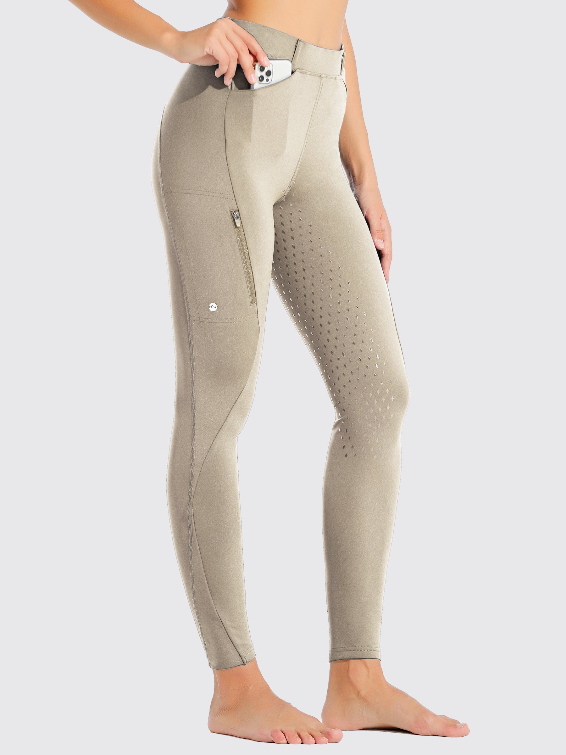 Willit Women's Riding Pants Full Seat Silicone_Khaki1