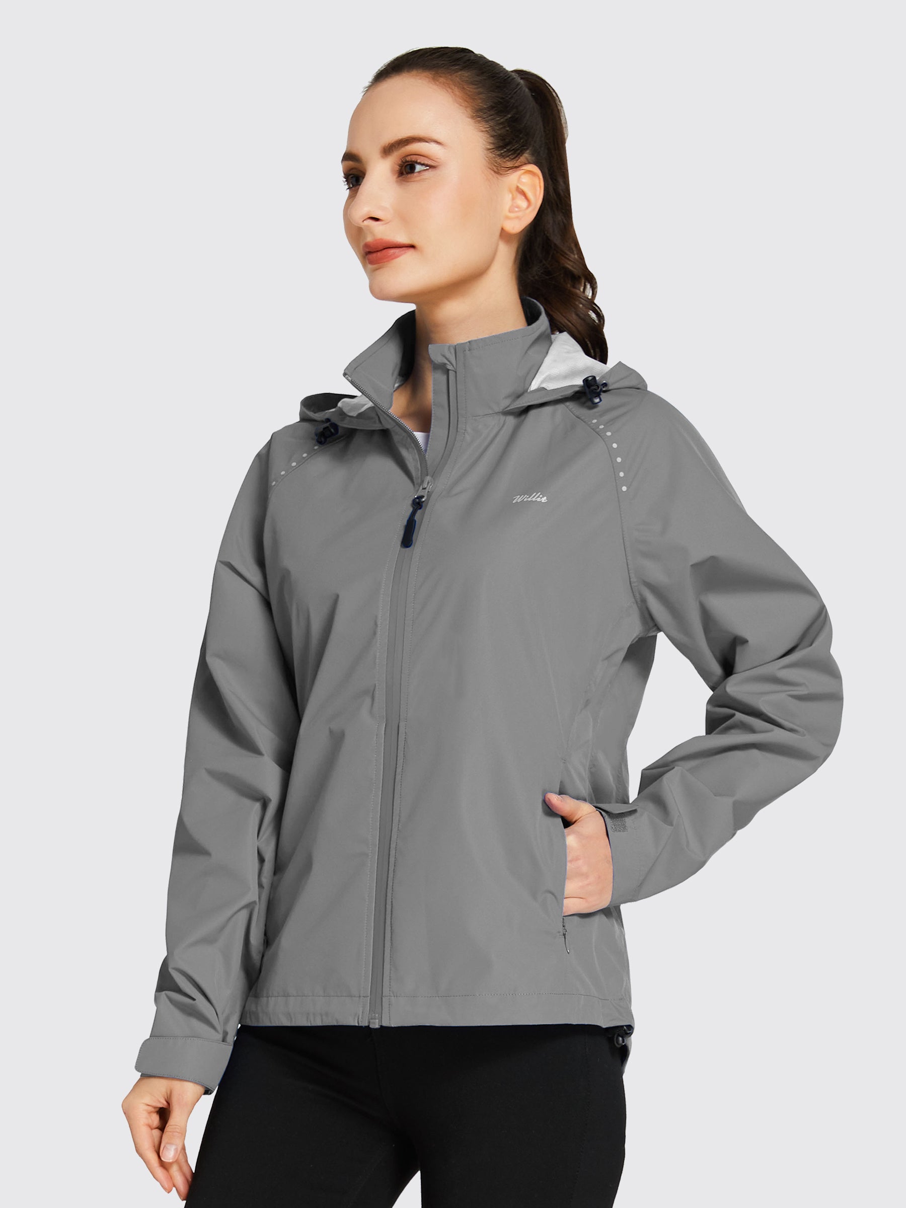 Willit Women's Waterproof Cycling Jackets_Gray_model2