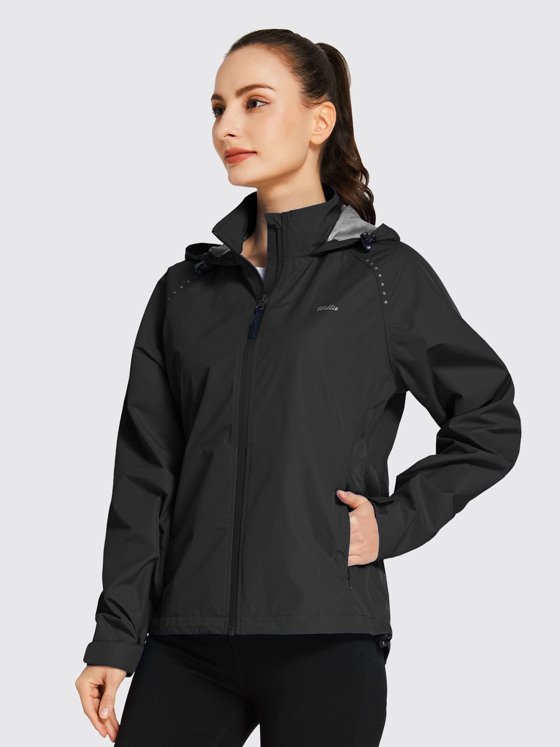 Willit Women's Waterproof Cycling Jackets_Black_model3