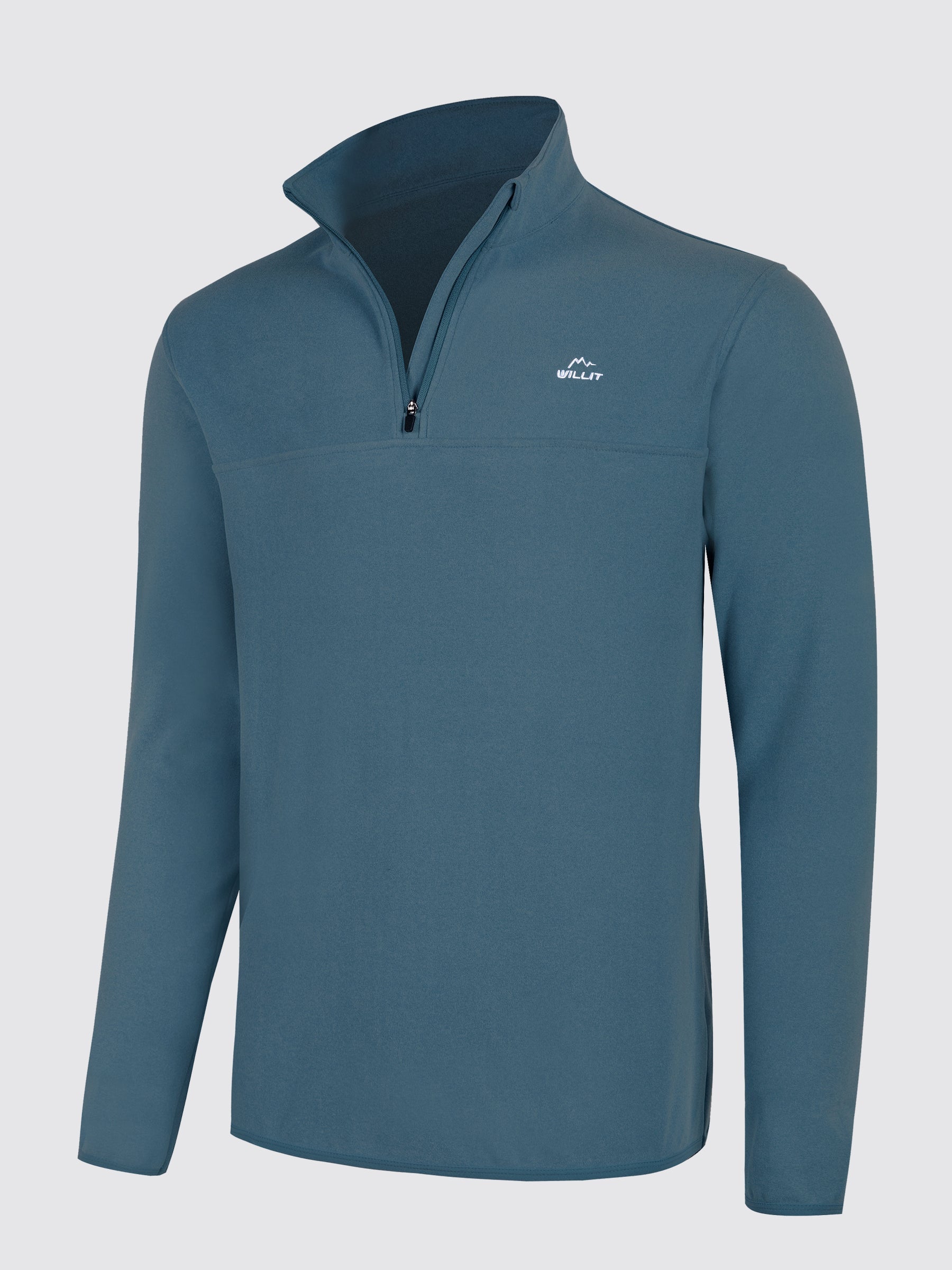 Willit Men's Fleece Pullover Lightweight Sportswear_Laydown_StoneBlue1