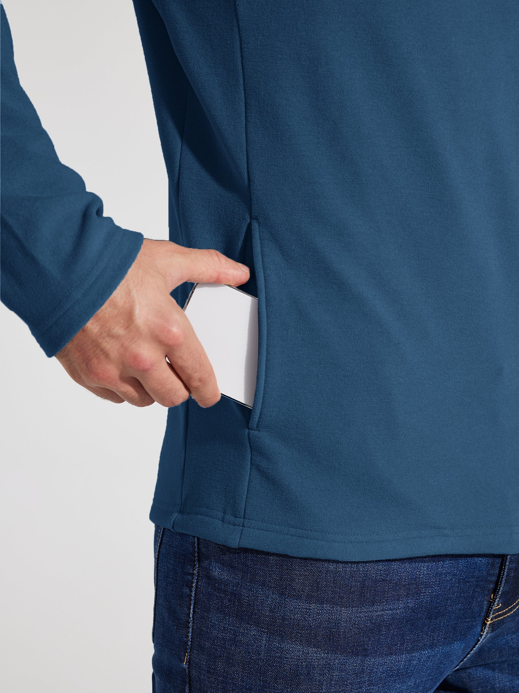 Men's Fleece Quarter Zip Pullover_OceanBlue_model2