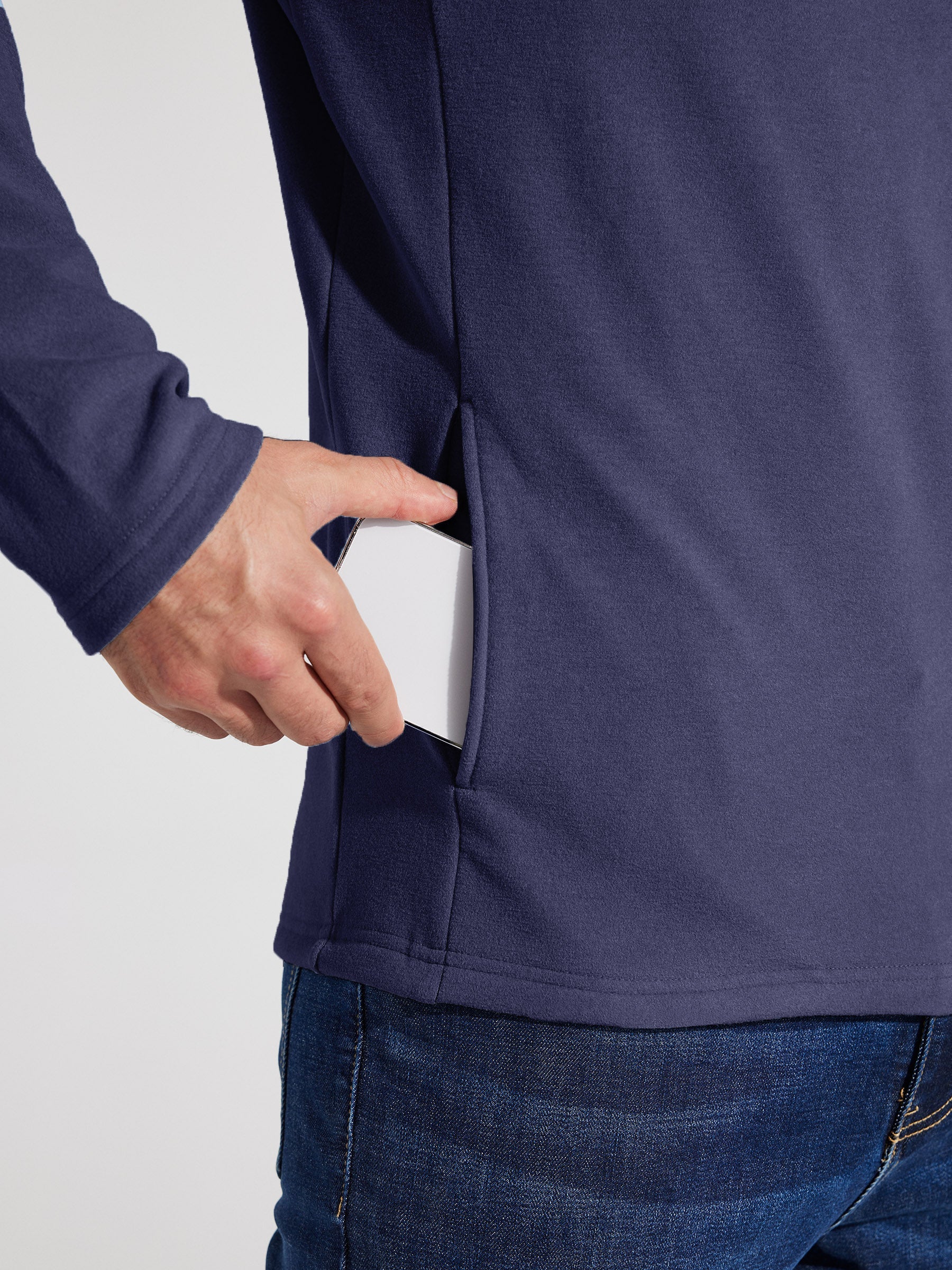 Men's Fleece Quarter Zip Pullover_Navy_model4