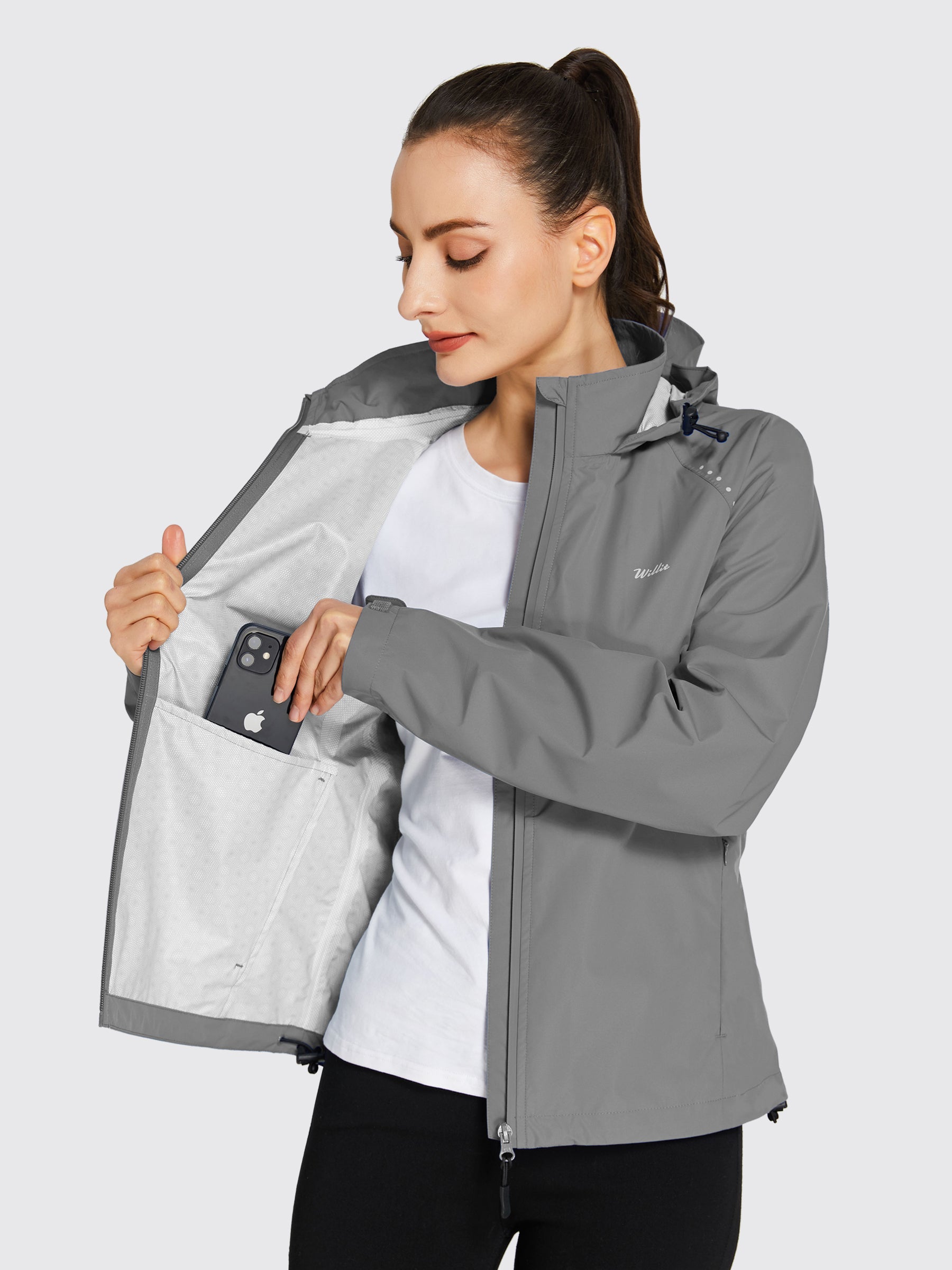 Willit Women's Waterproof Cycling Jackets_Gray_model3