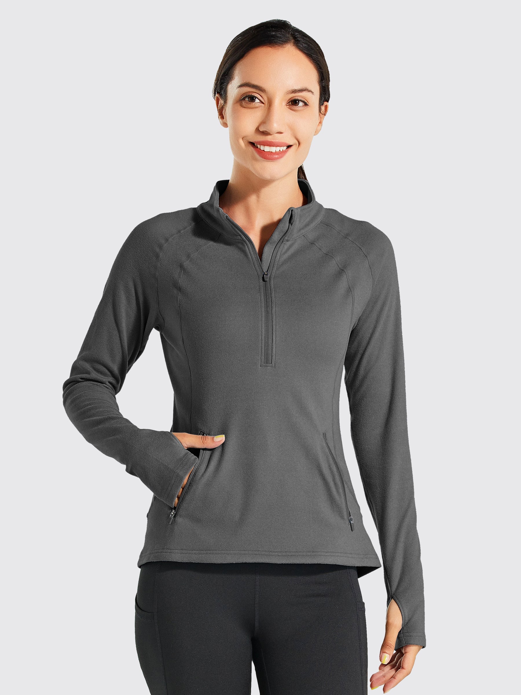 Willit Women's Fleece Pullover Half Zip_Gray4