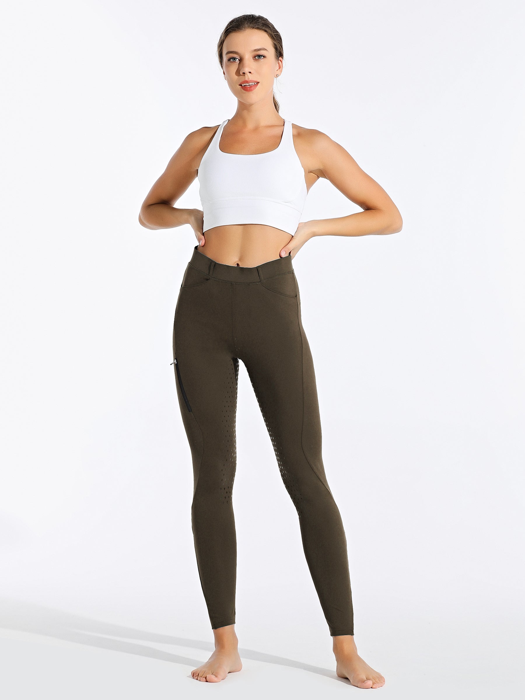 Willit Women's Riding Pants Full Seat Silicone_Brown3