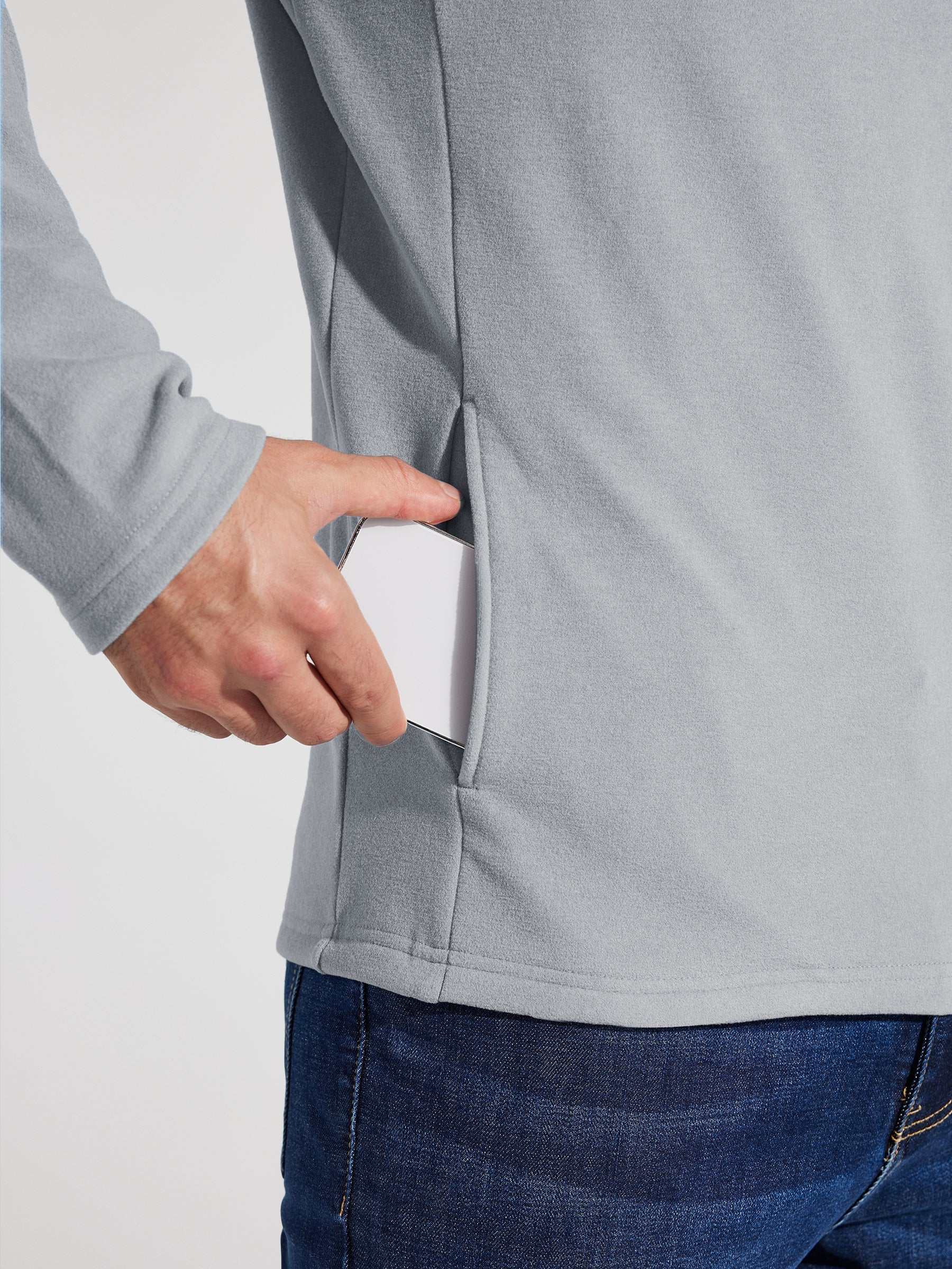 Men's Fleece Quarter Zip Pullover_LightGray_model4