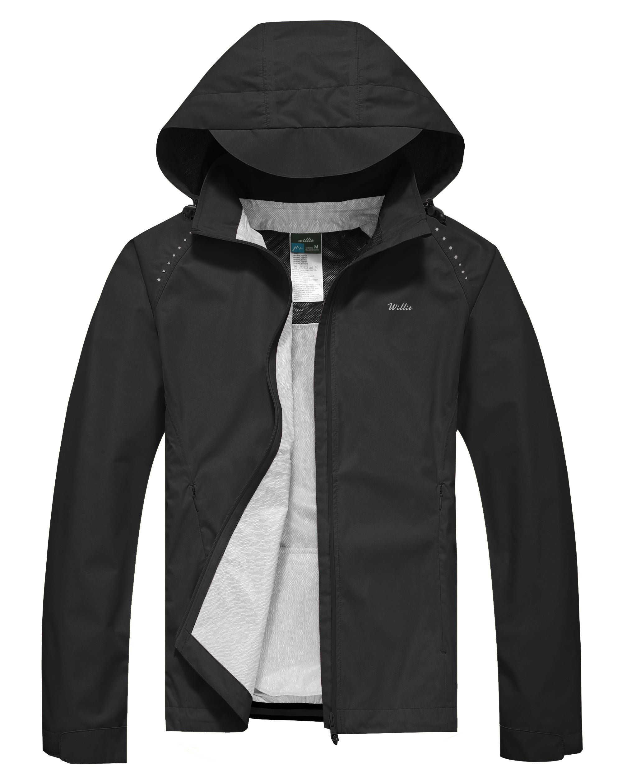 Willit Women's Waterproof Cycling Jackets_Black_Laydown1