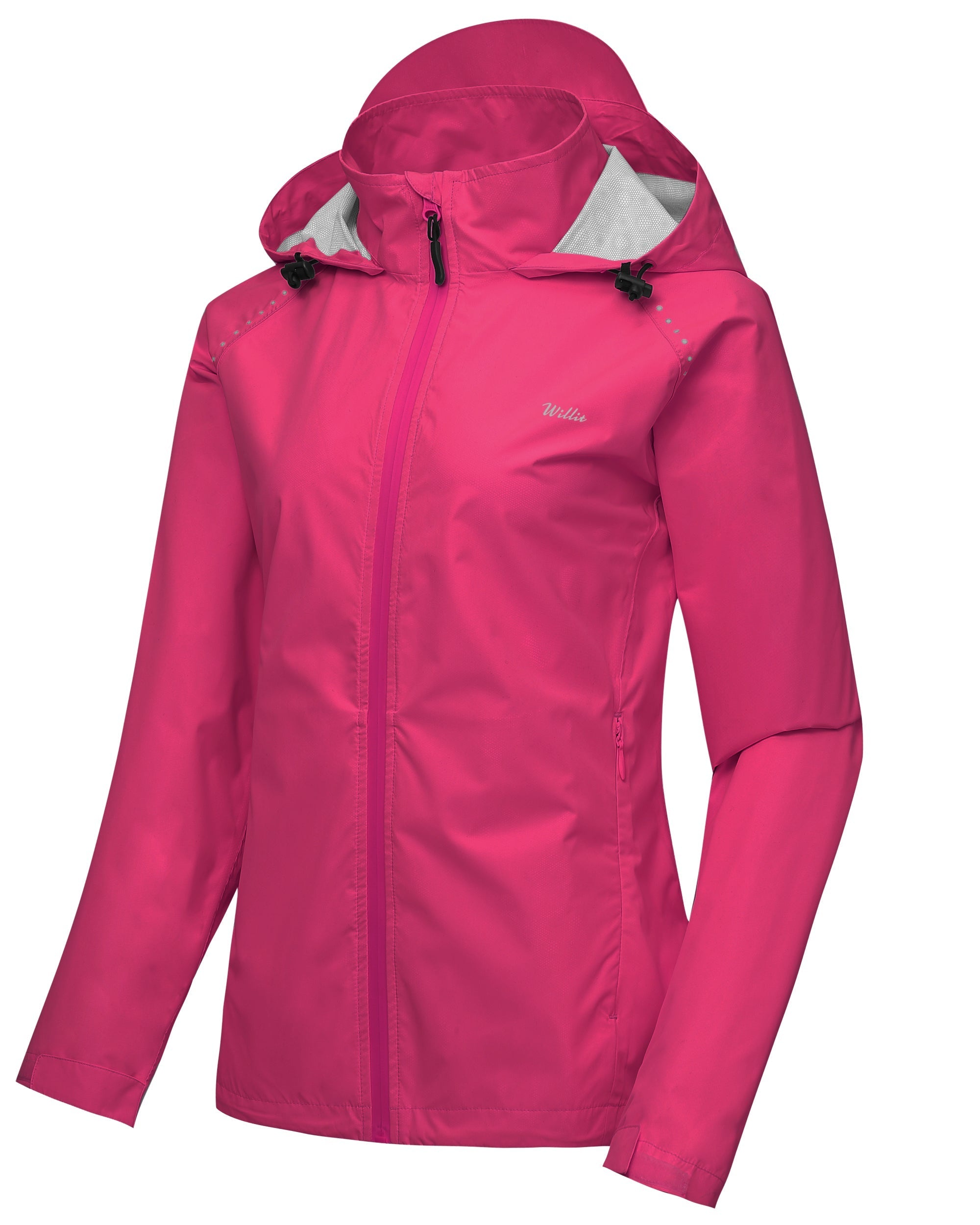 Willit Women's Waterproof Cycling Jackets_RoseRed_Laydown1