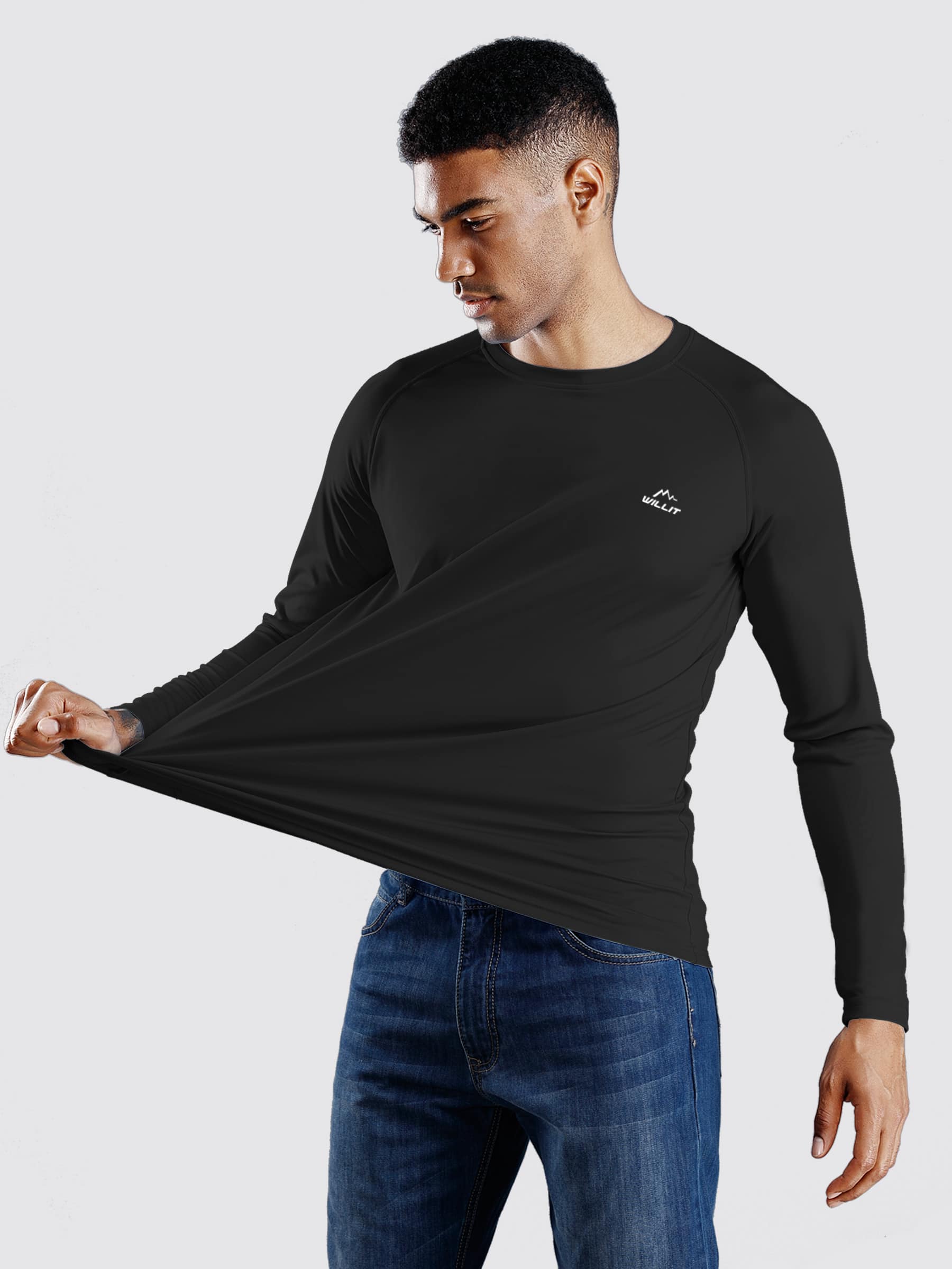 Willit Men's Sun Protection Long Sleeve Shirts_Black_model3