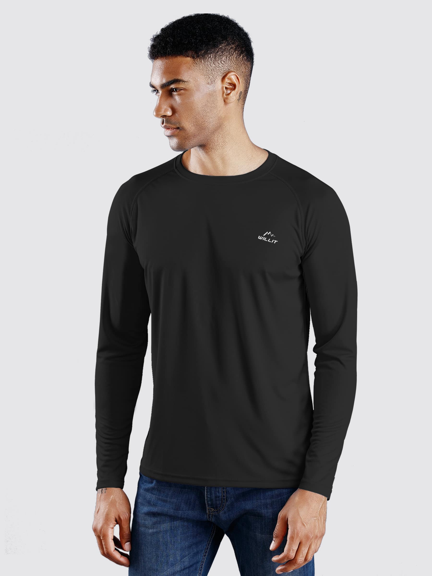 Willit Men's Sun Protection Long Sleeve Shirts_Black_model4