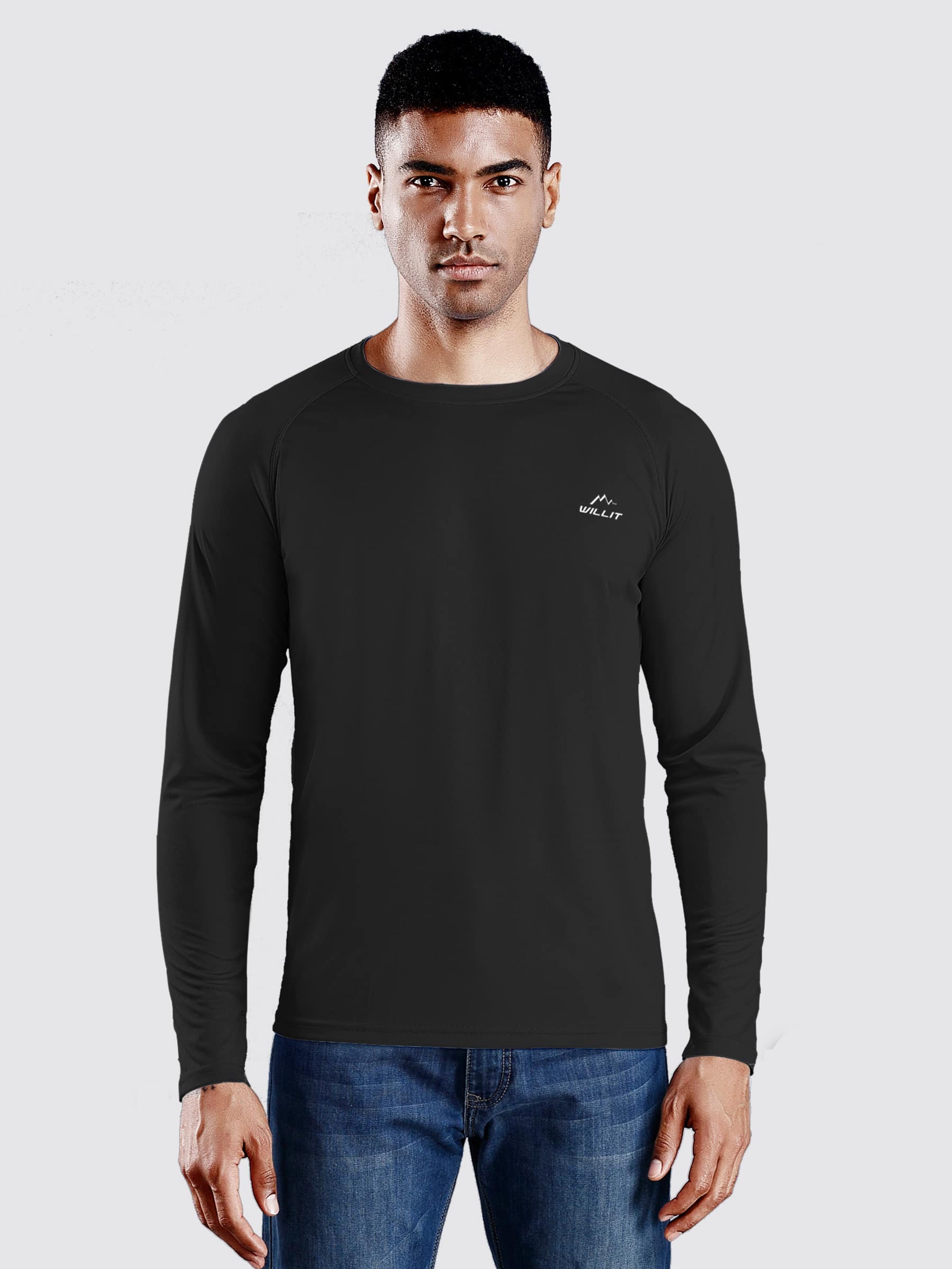 Willit Men's Sun Protection Long Sleeve Shirts_Black_model1
