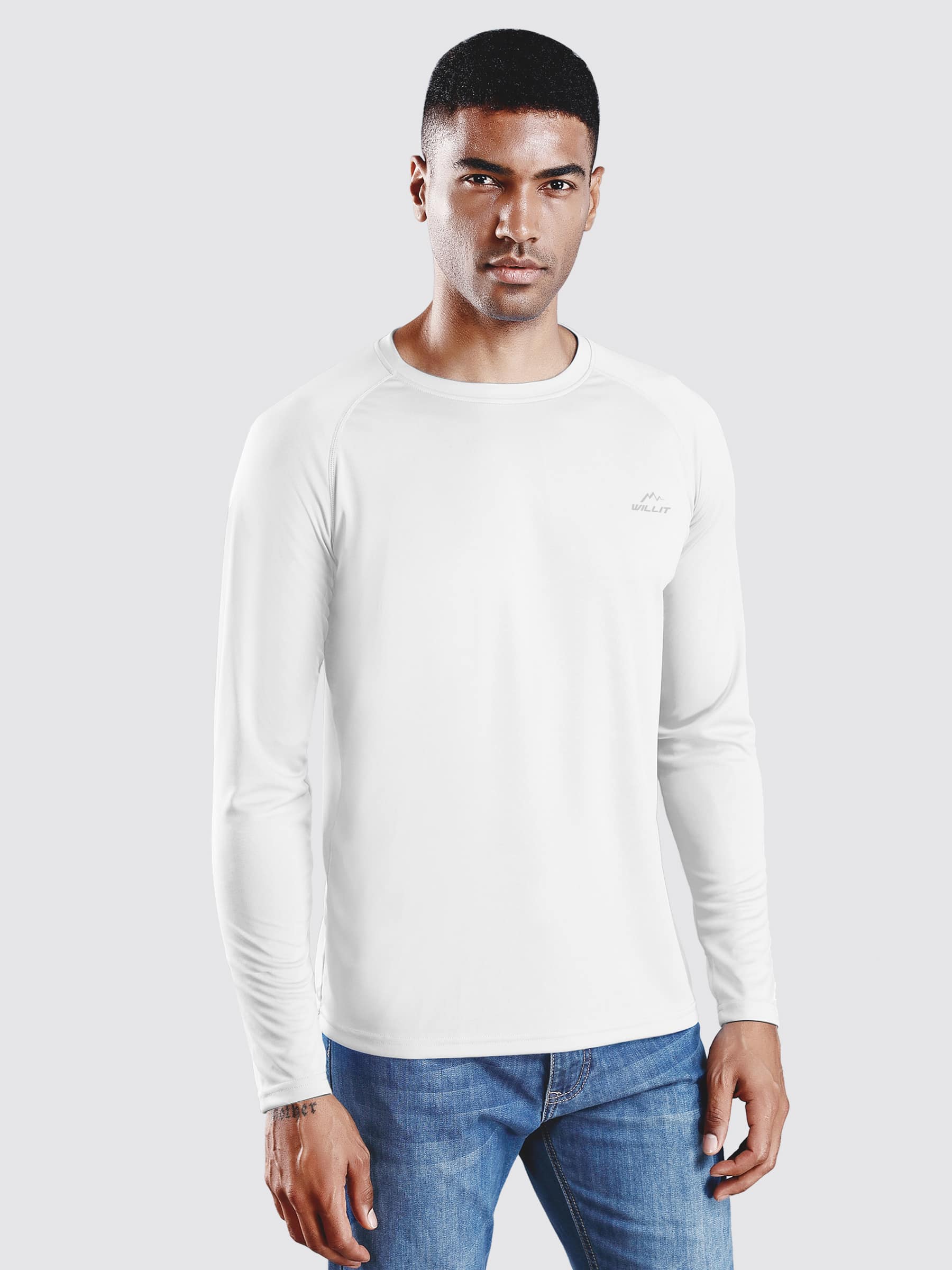 Willit Men's Sun Protection Long Sleeve Shirts_White_model1