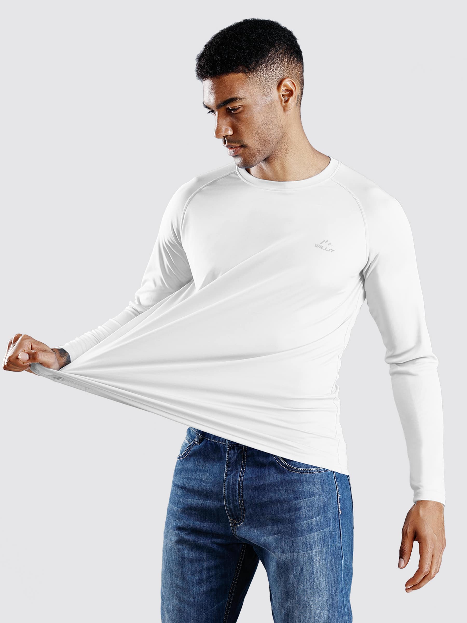 Willit Men's Sun Protection Long Sleeve Shirts_White_model2