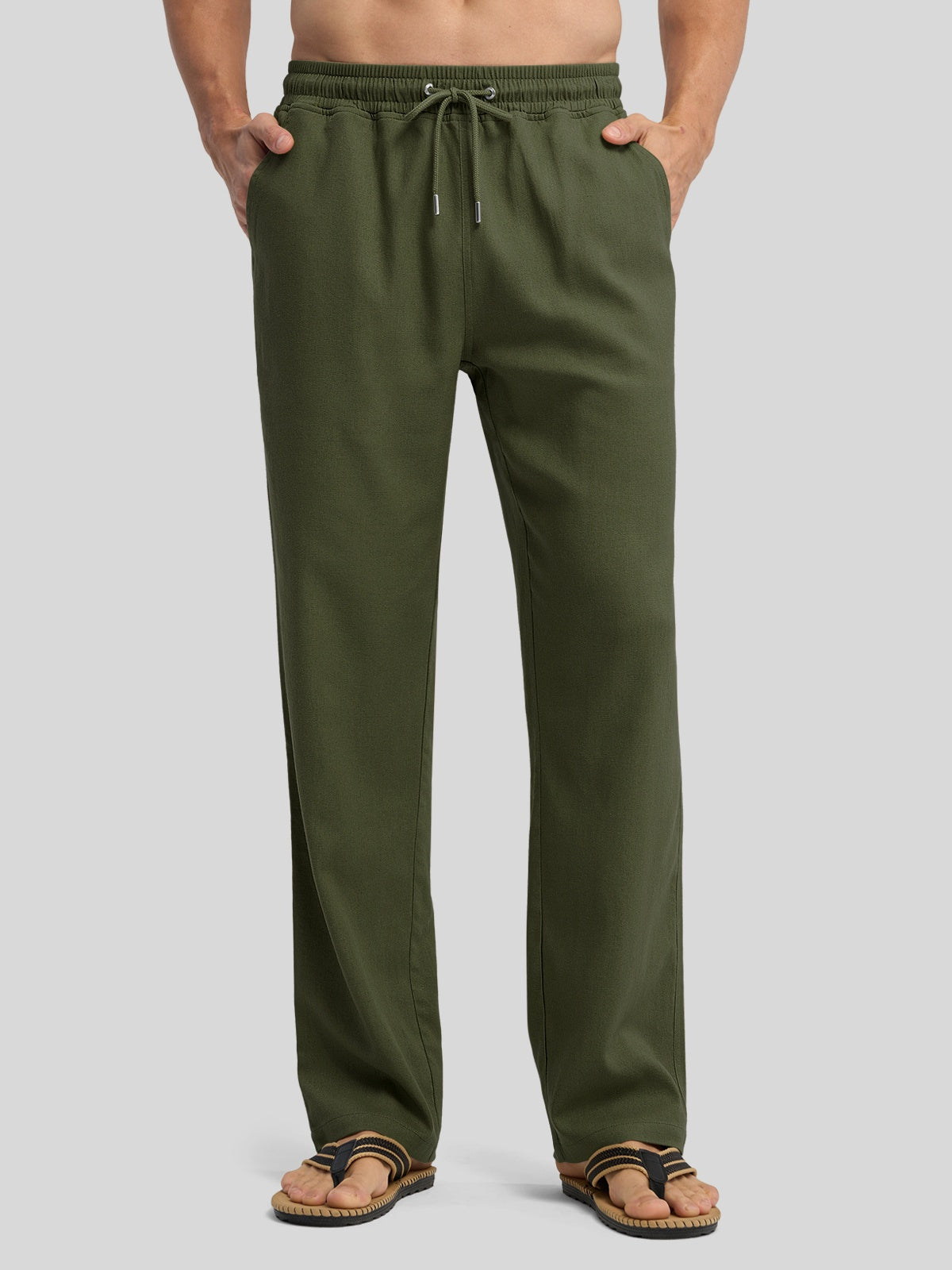 Willit Men's Casual Linen Drawstring Pants 28 In_armygreen2