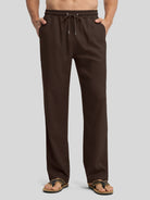 Willit Men's Casual Linen Drawstring Pants 28 In_brown1