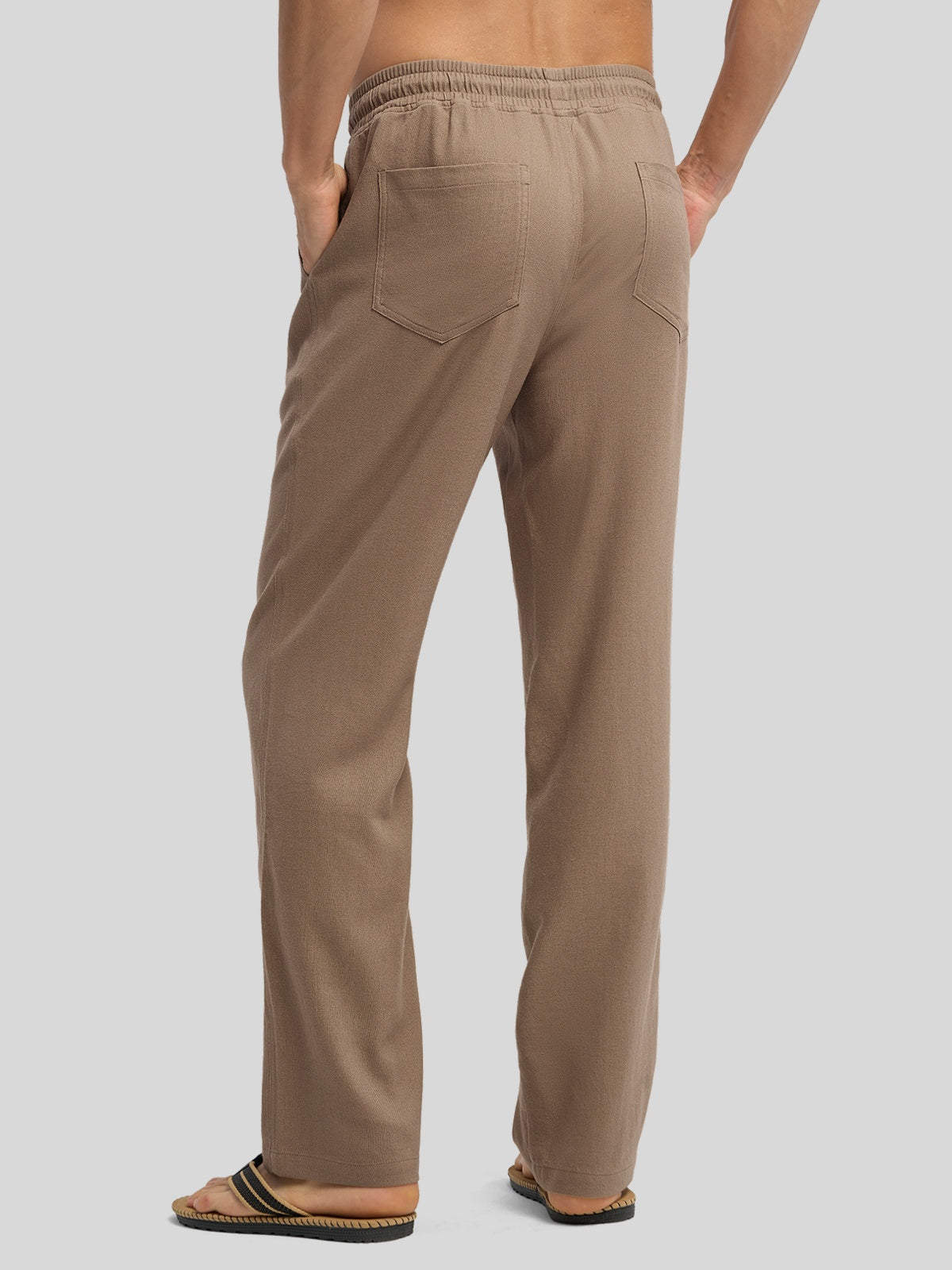 Willit Men's Casual Linen Drawstring Pants 28 In_deep khaki3