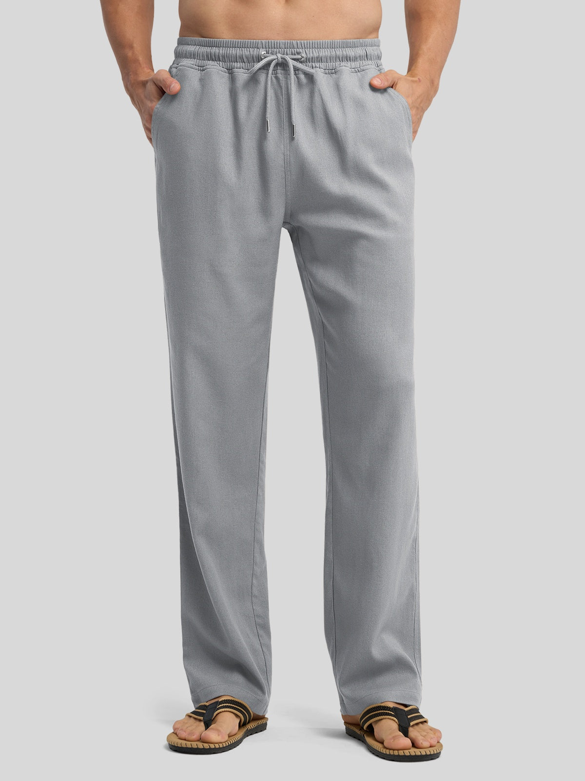 Willit Men's Casual Linen Drawstring Pants 28 In_light gray1