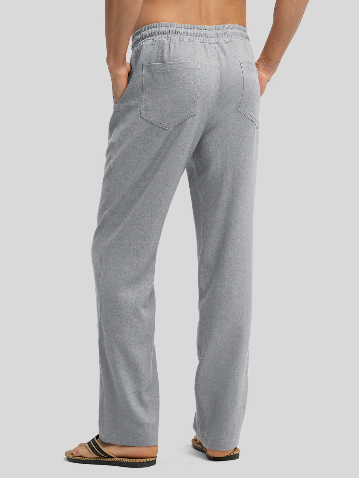 Willit Men's Casual Linen Drawstring Pants 28 In_light gray3