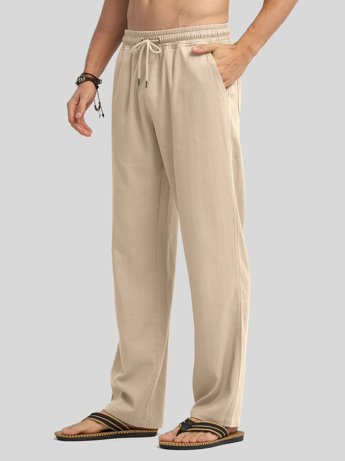 Willit Men's Casual Linen Drawstring Pants 28 In_light khaki2