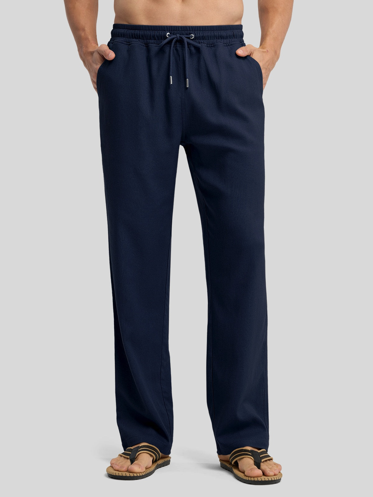 Willit Men's Casual Linen Drawstring Pants 28 In_navy1