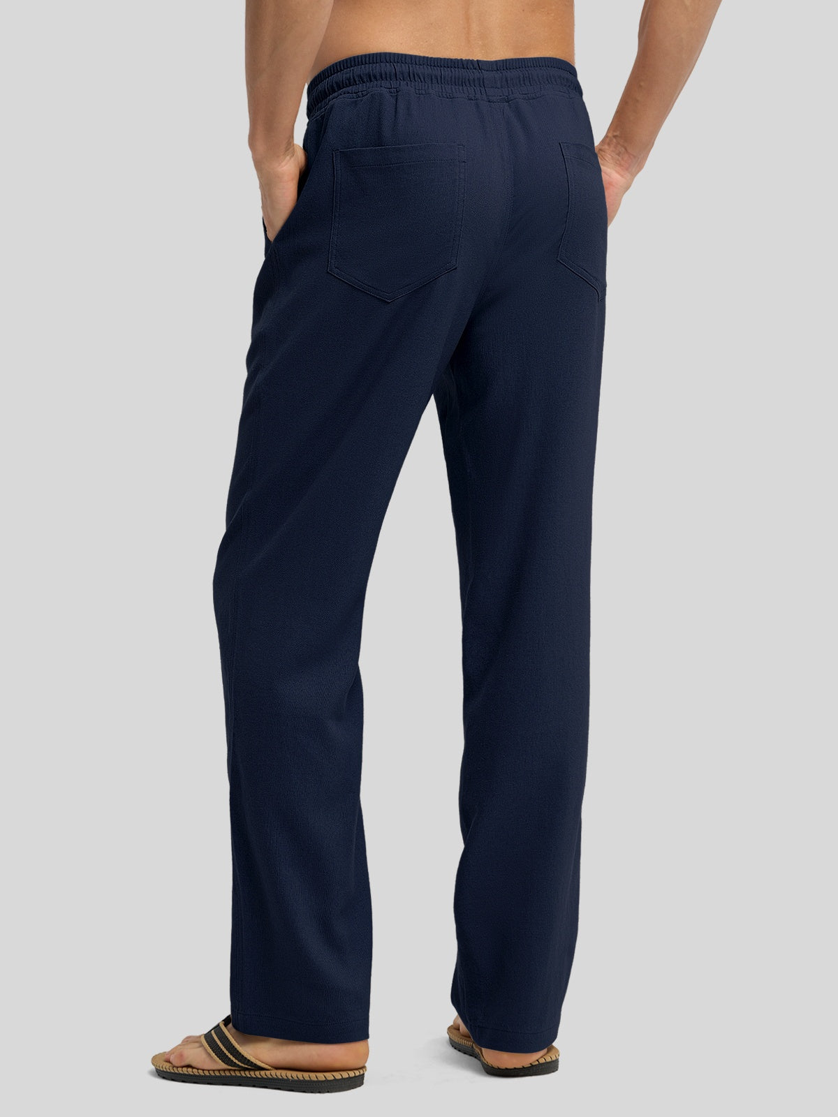 Willit Men's Casual Linen Drawstring Pants 28 In_navy3