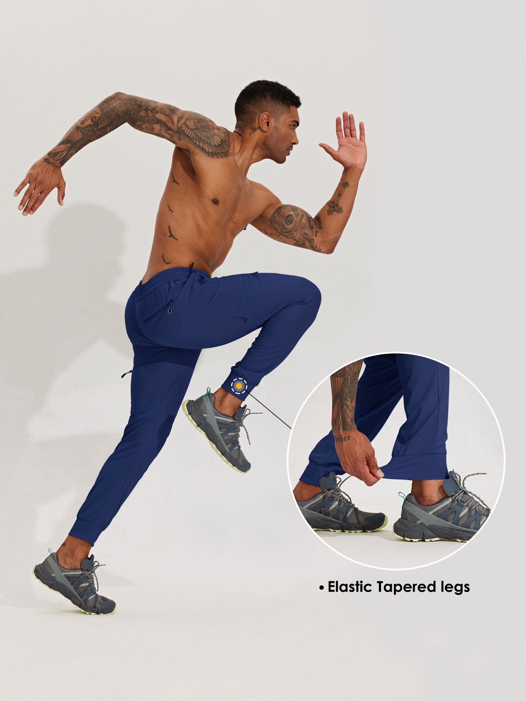 Men's Lightweight Cargo Hiking Running Joggers_Blue_detail1