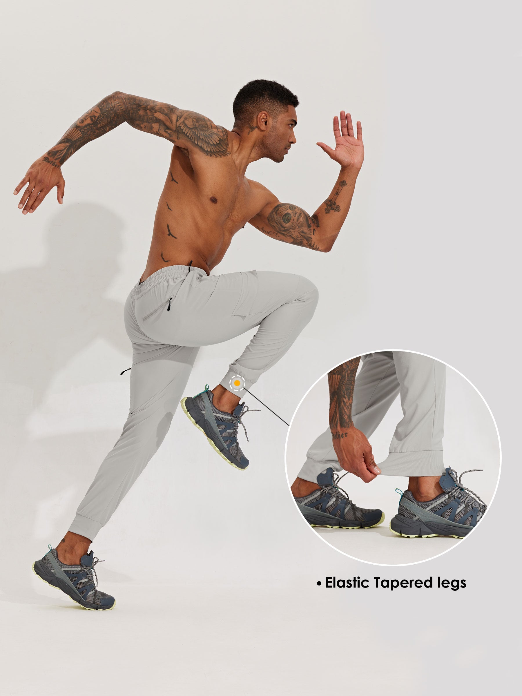 Men's Lightweight Cargo Hiking Running Joggers_LightGray_detail1