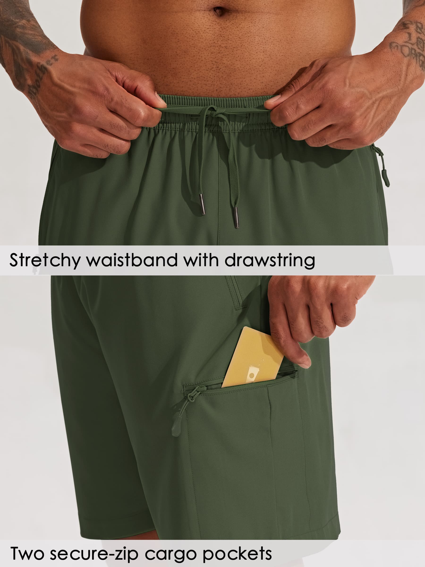 Men's Lightweight Cargo Shorts 7 Inch_ArmyGreen4