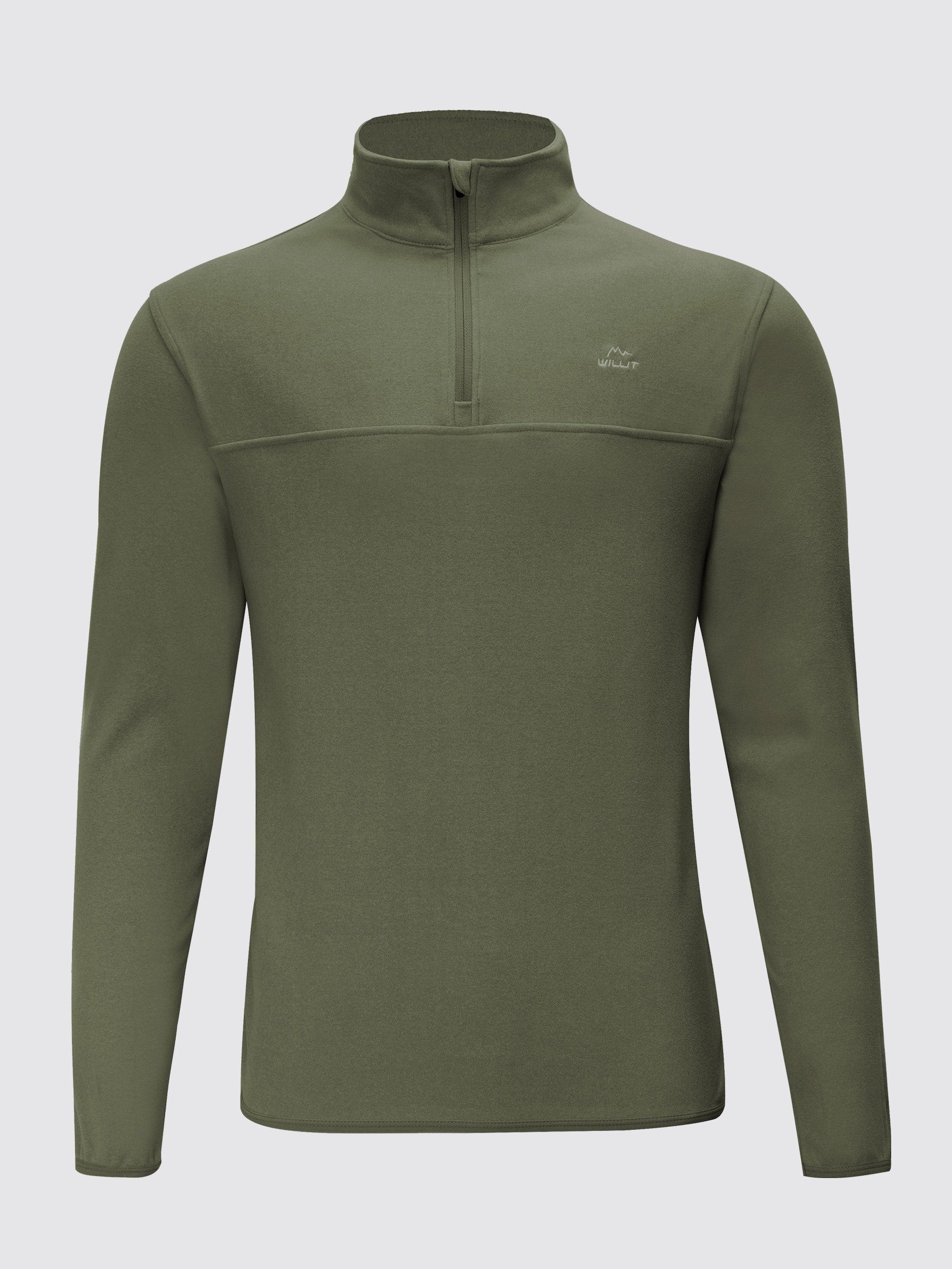Willit Men's Fleece Pullover Lightweight Sportswear_Laydown_ArmyGreen3