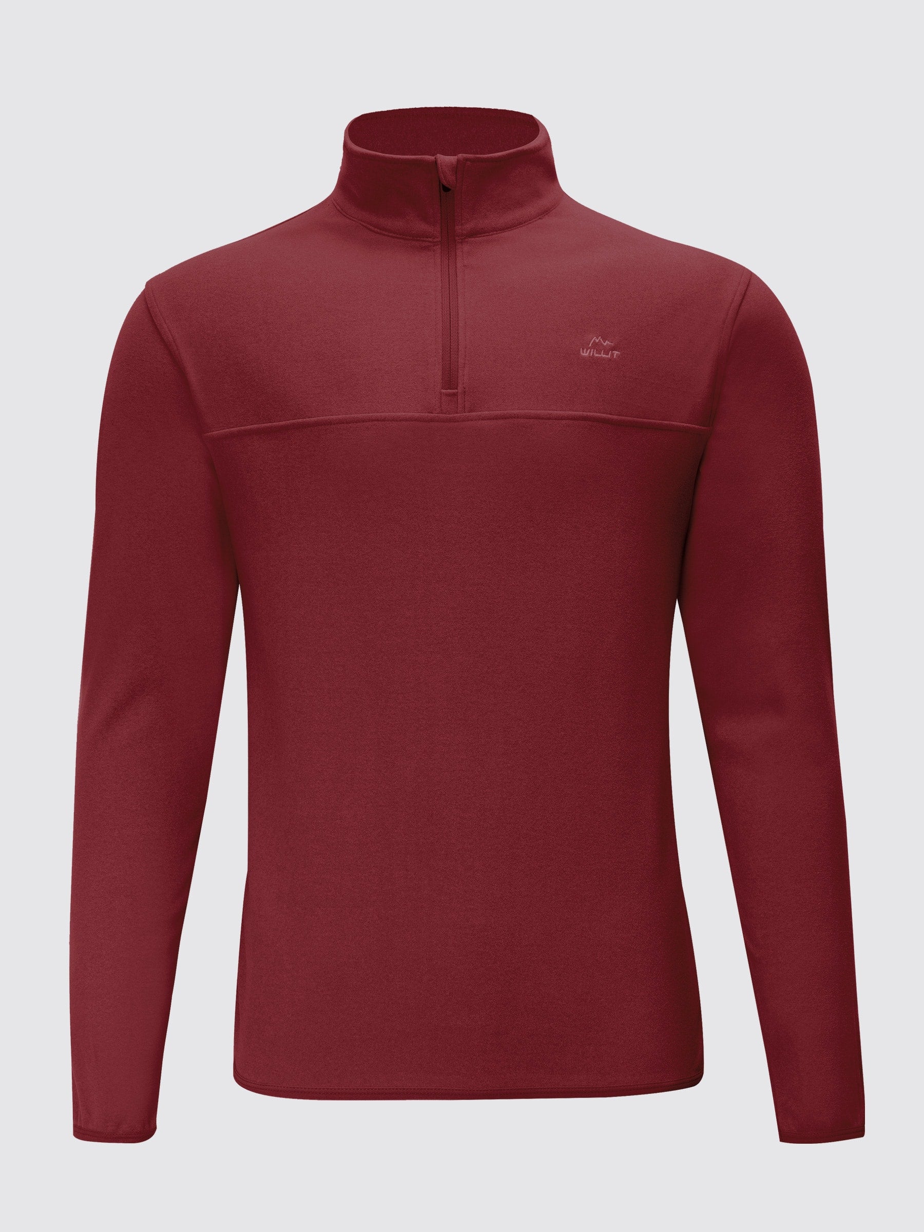 Willit Men's Fleece Pullover Lightweight Sportswear_Laydown_Burgundy3