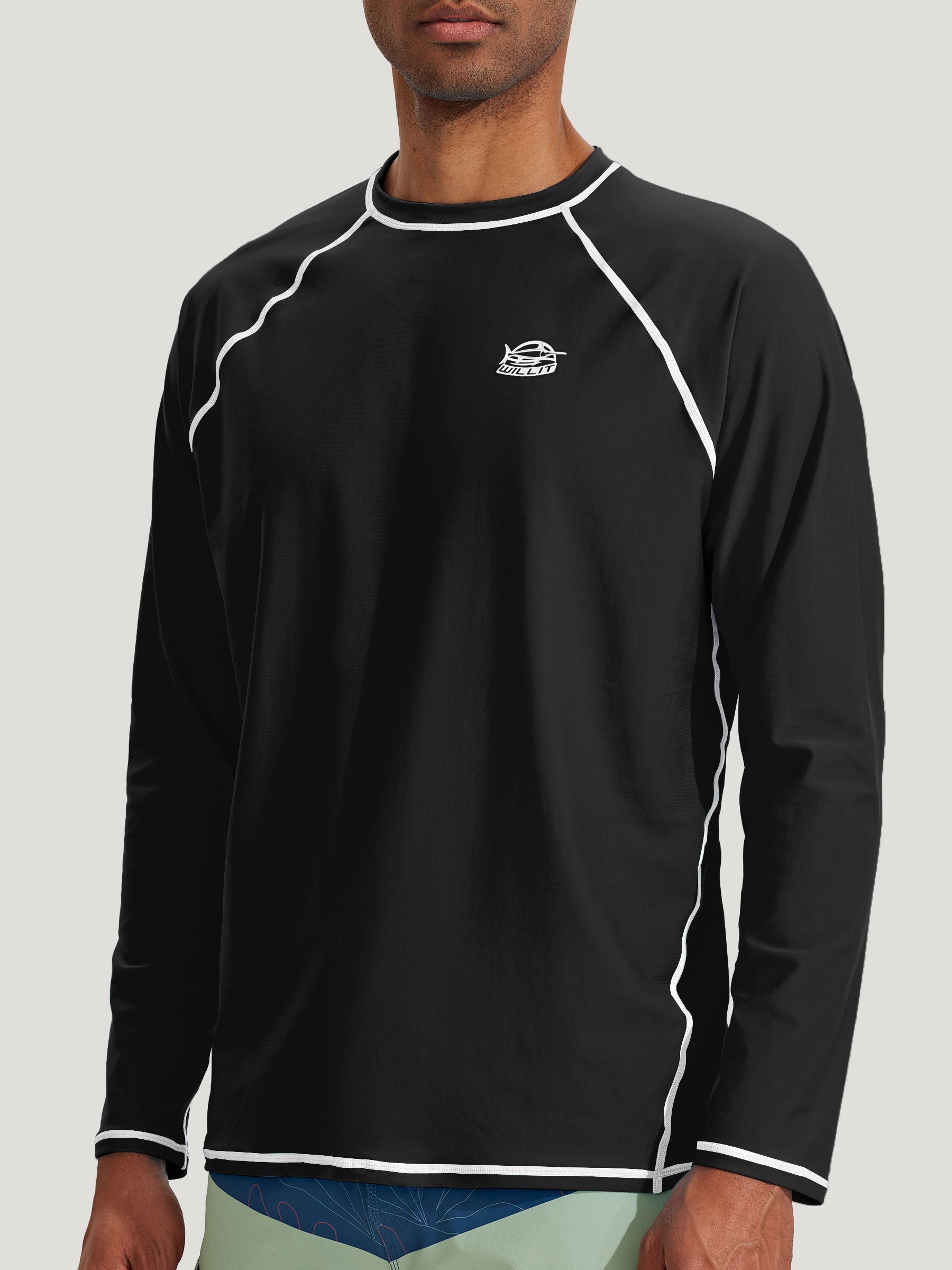 Men's Sun Protection Long Sleeve Shirt_Black_model1