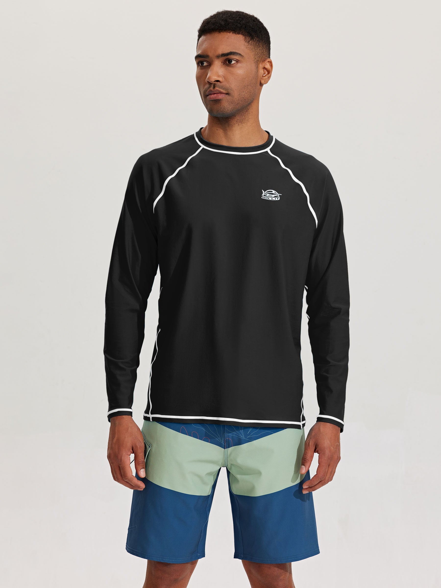 Men's Sun Protection Long Sleeve Shirt_Black_model2