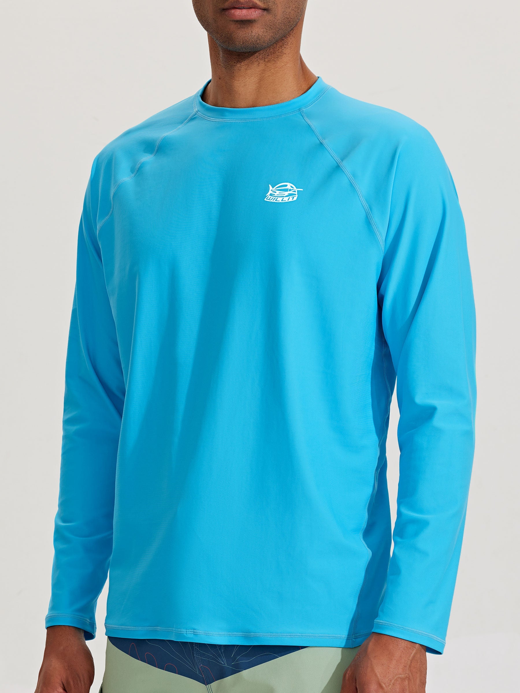 Men's Sun Protection Long Sleeve Shirt_Blue_model1