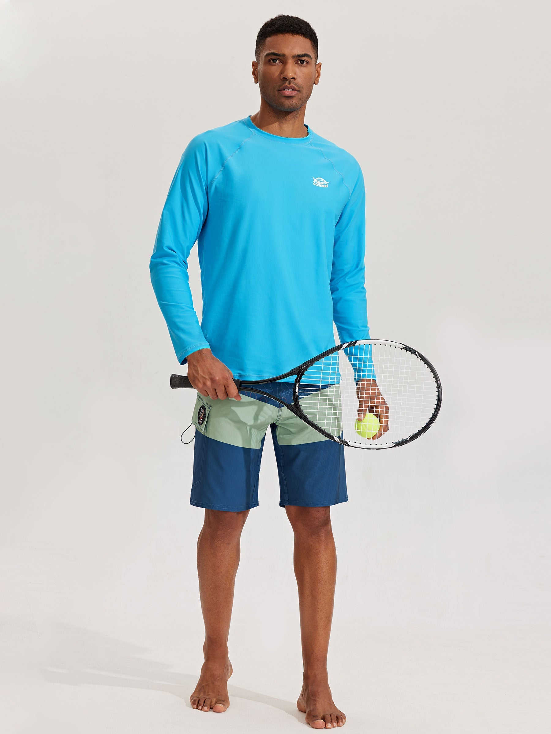 Men's Sun Protection Long Sleeve Shirt_Blue_model5