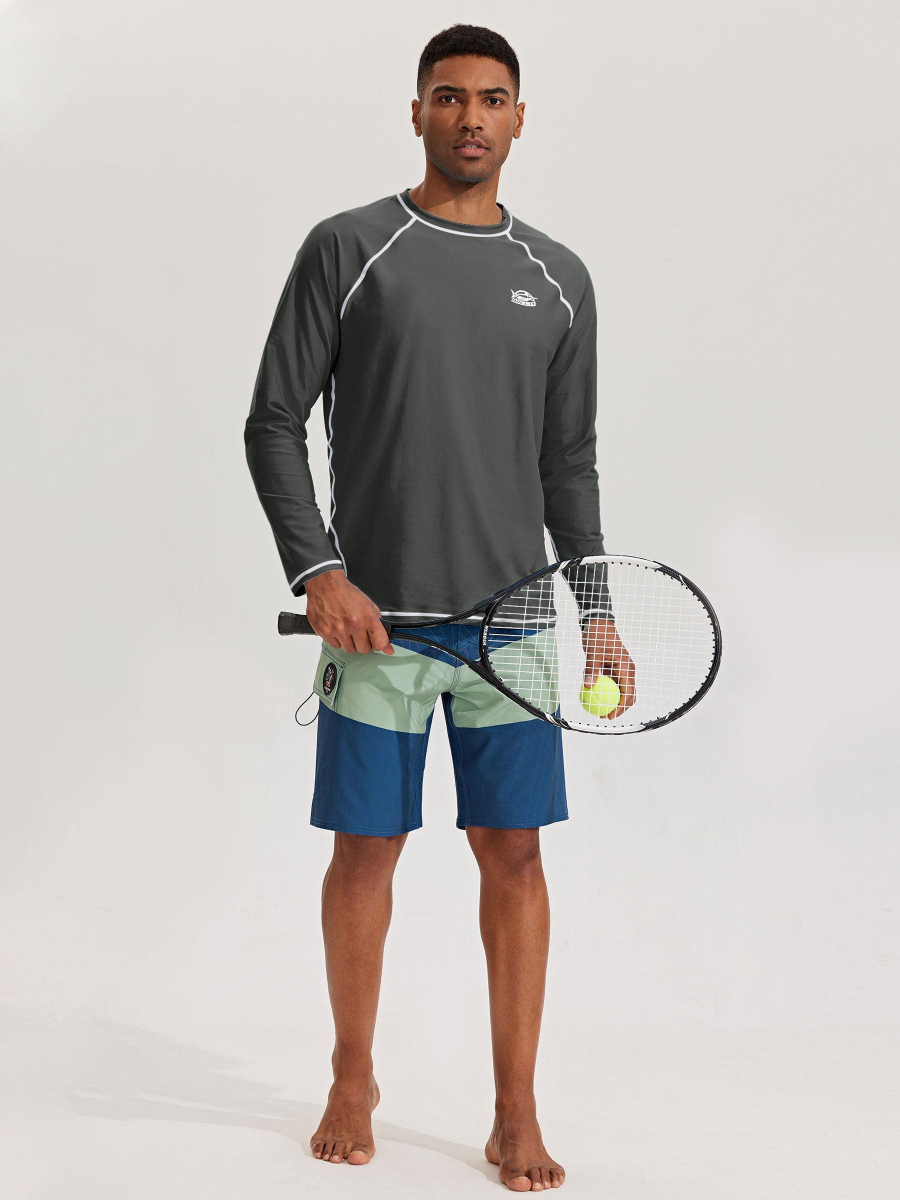 Men's Sun Protection Long Sleeve Shirt_DeepGray_model5