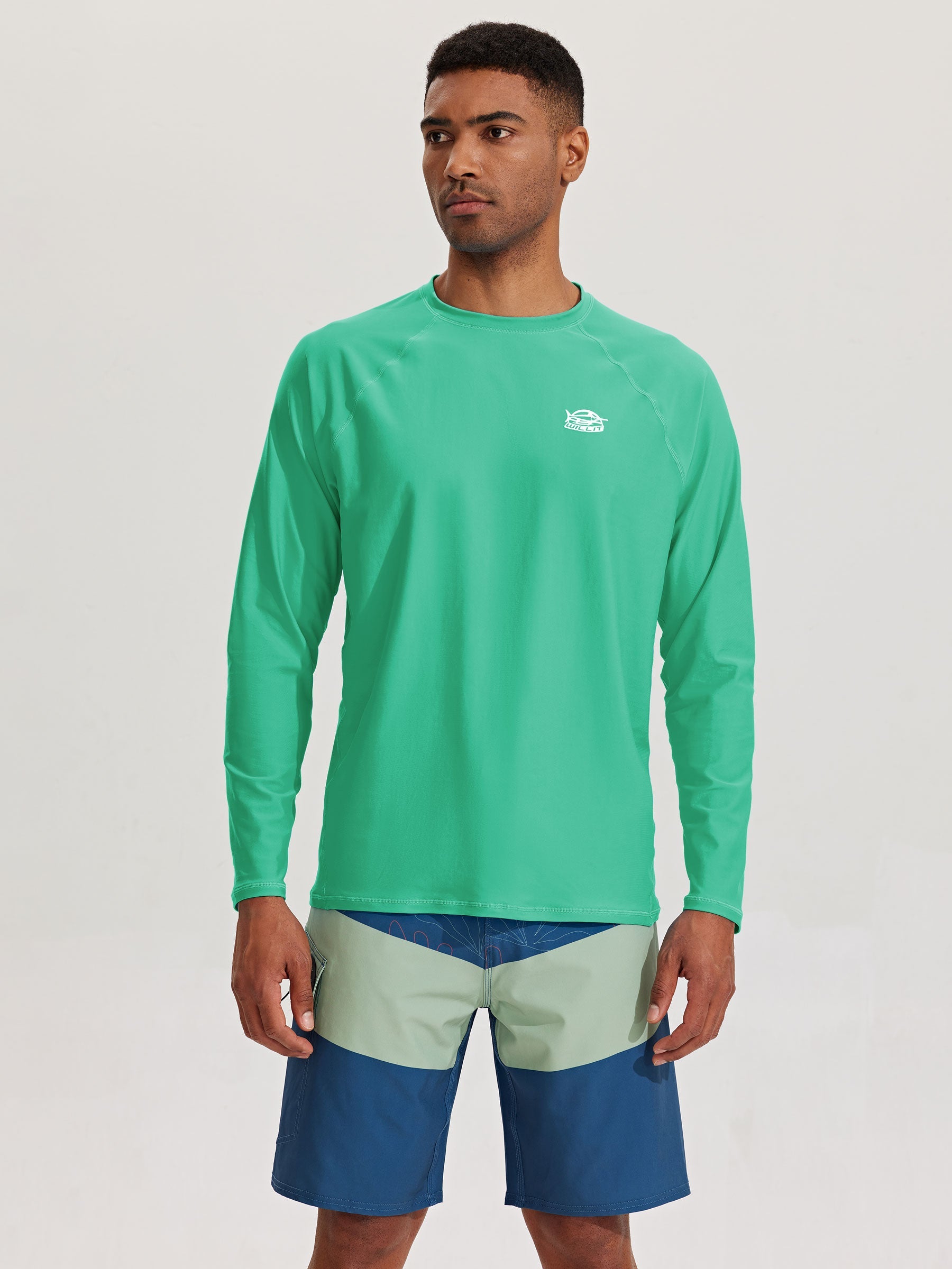 Men's Sun Protection Long Sleeve Shirt_Green_model2