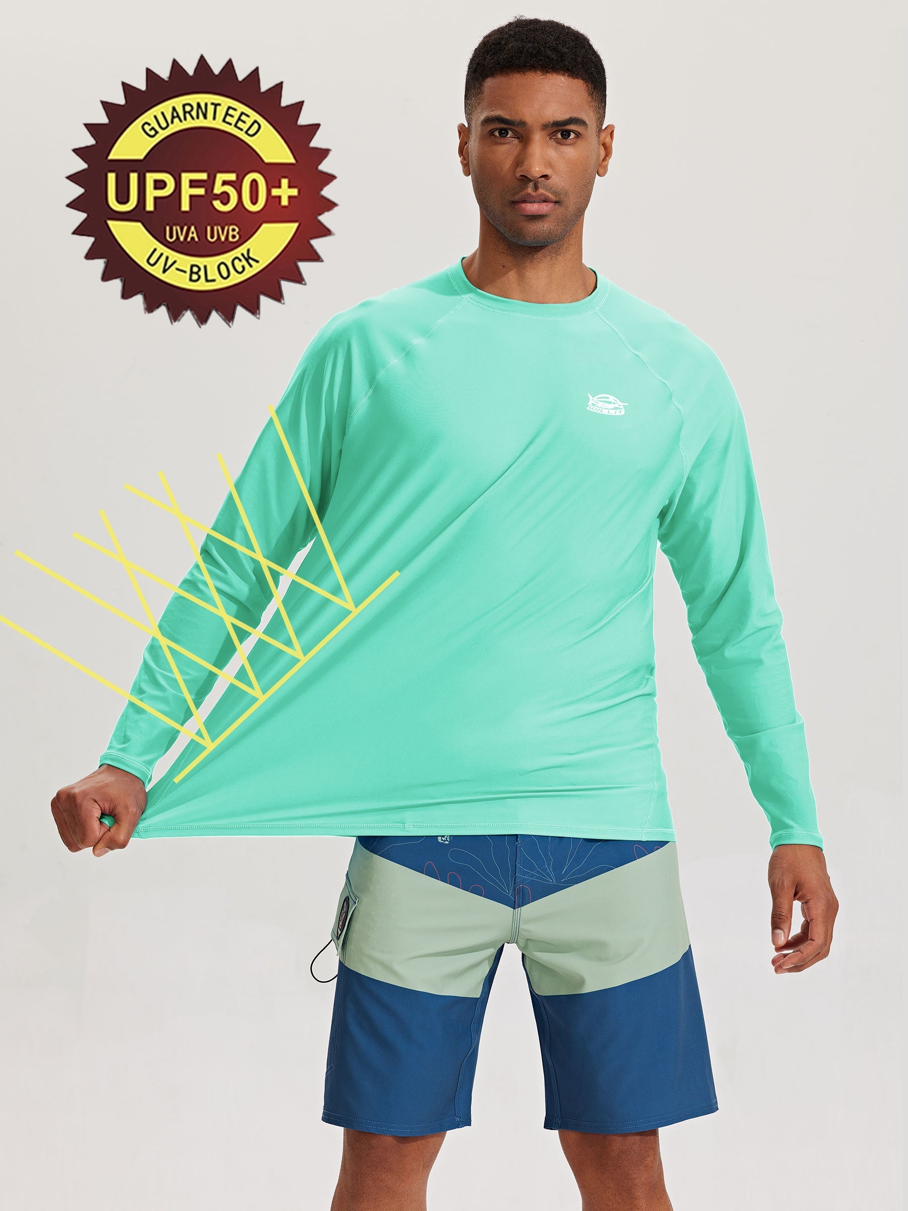 Men's Sun Protection Long Sleeve Shirt_LightGreen_model4