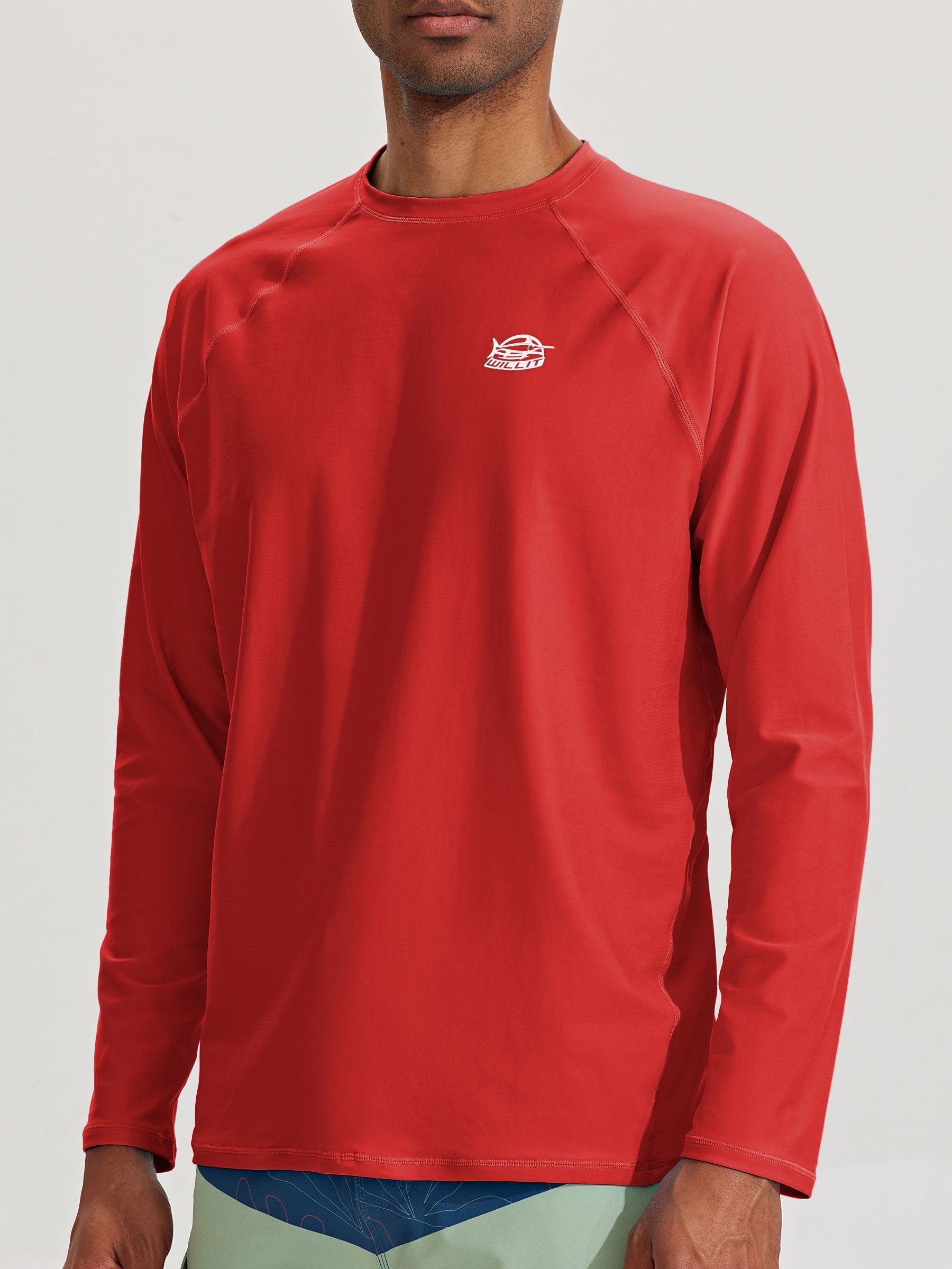 Men's Sun Protection Long Sleeve Shirt_Red_model1
