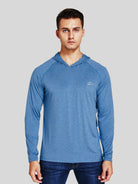 Willit Men's Sun Protection Long Sleeve Hooded Shirts in Blue