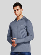Willit Men's Sun Protection Long Sleeve Hooded Shirts in gray